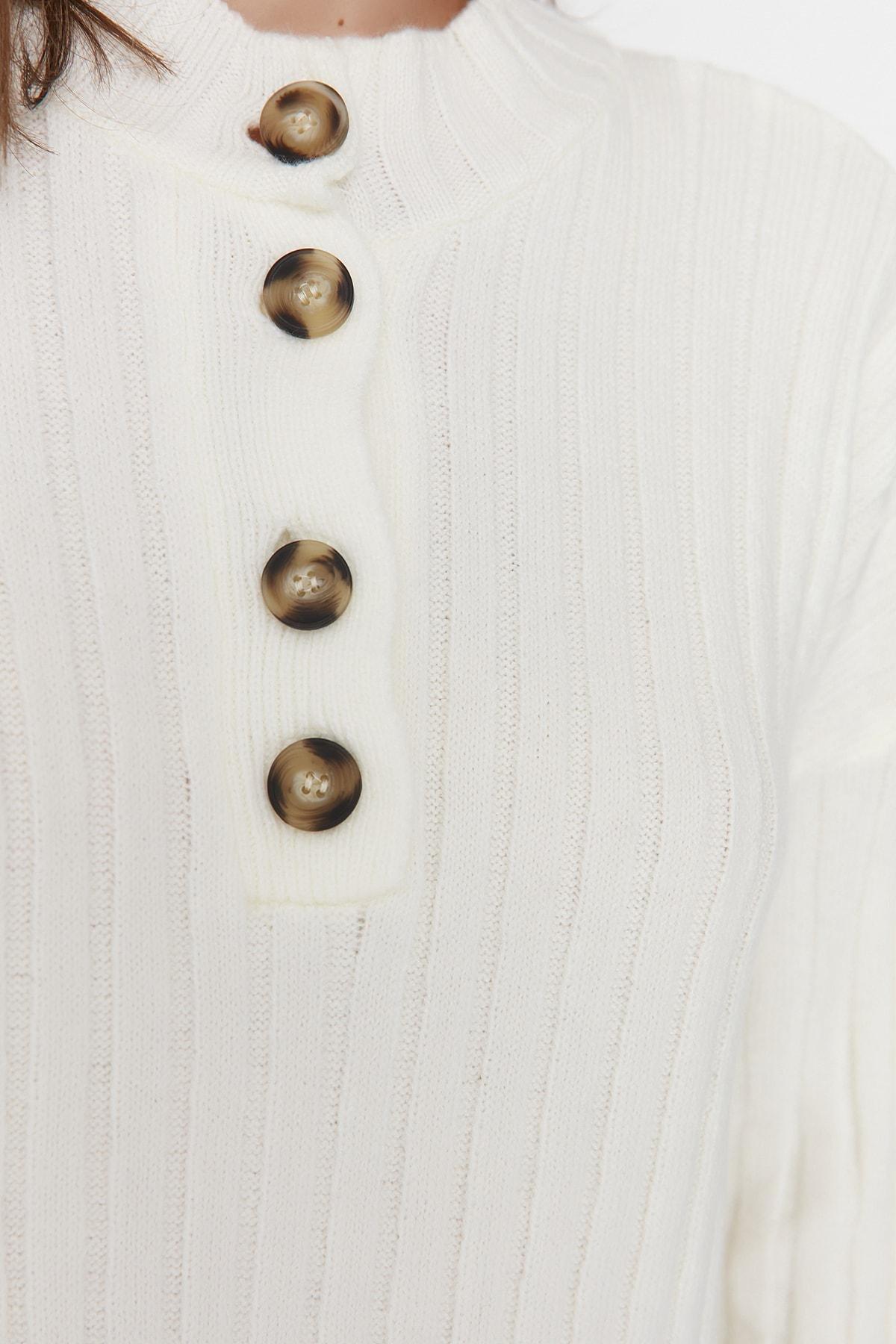 Ecru Standing Collar Sweater, , large image number 2