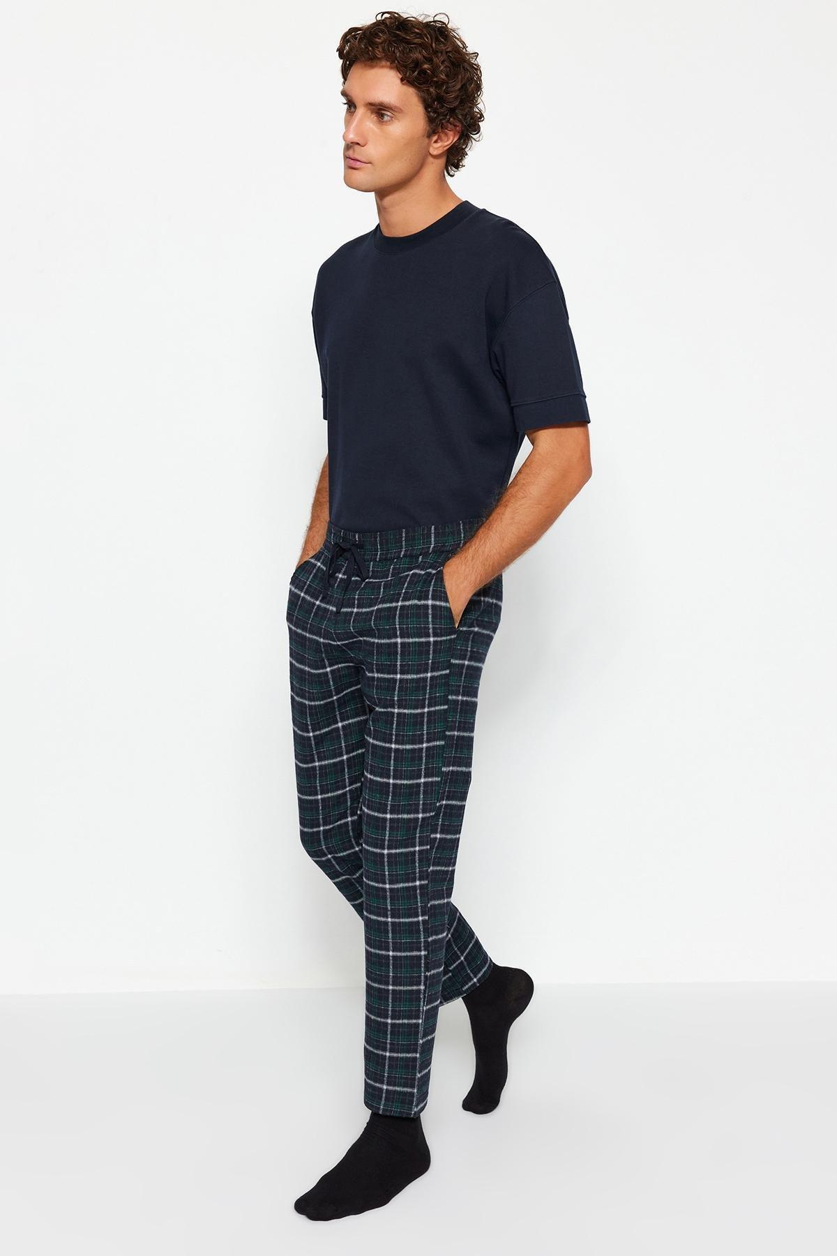 Navy Plaid Unisex Pajama Bottoms, , large image number 2