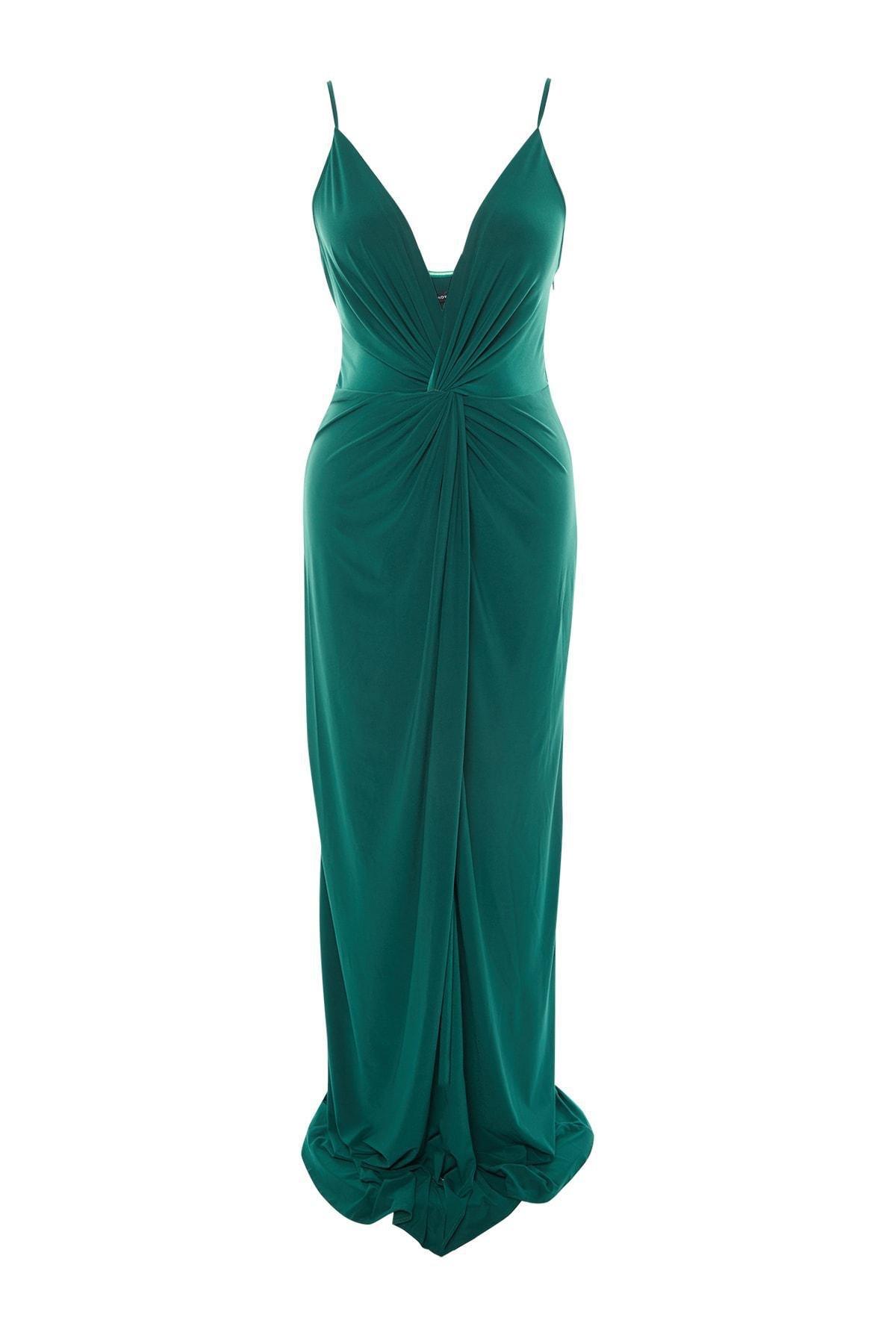 Green V-Neck Plus Size Dress, , large image number 5