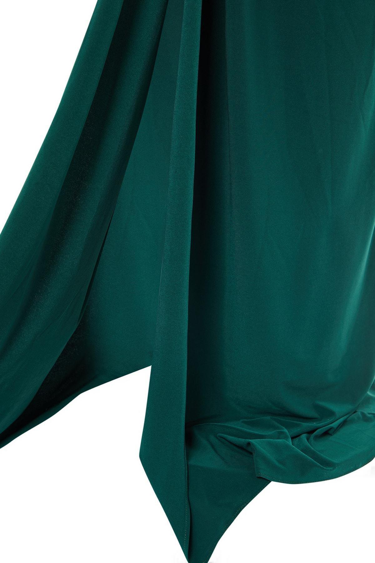 Green V-Neck Plus Size Dress, , large image number 6