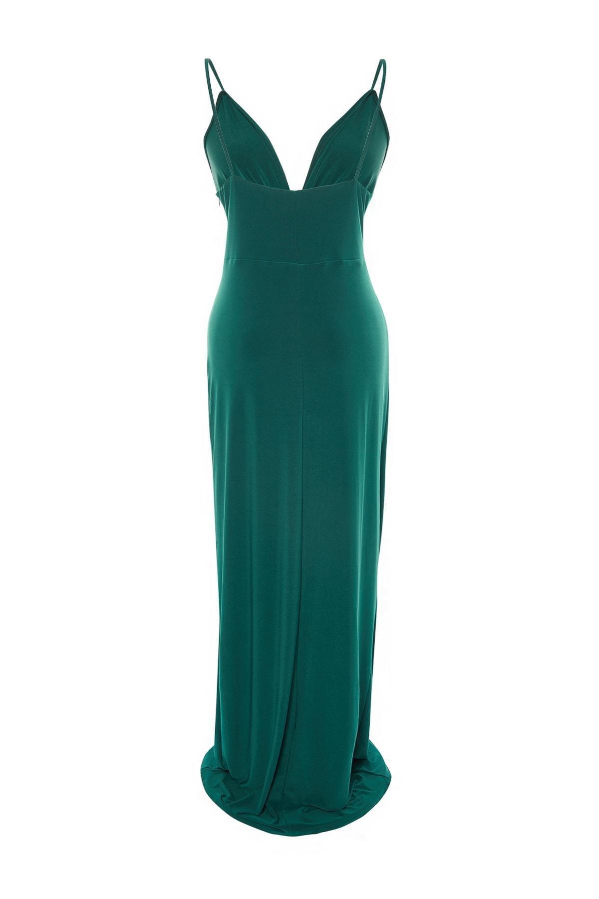 Trendyol - Green V-Neck Plus Size Dress