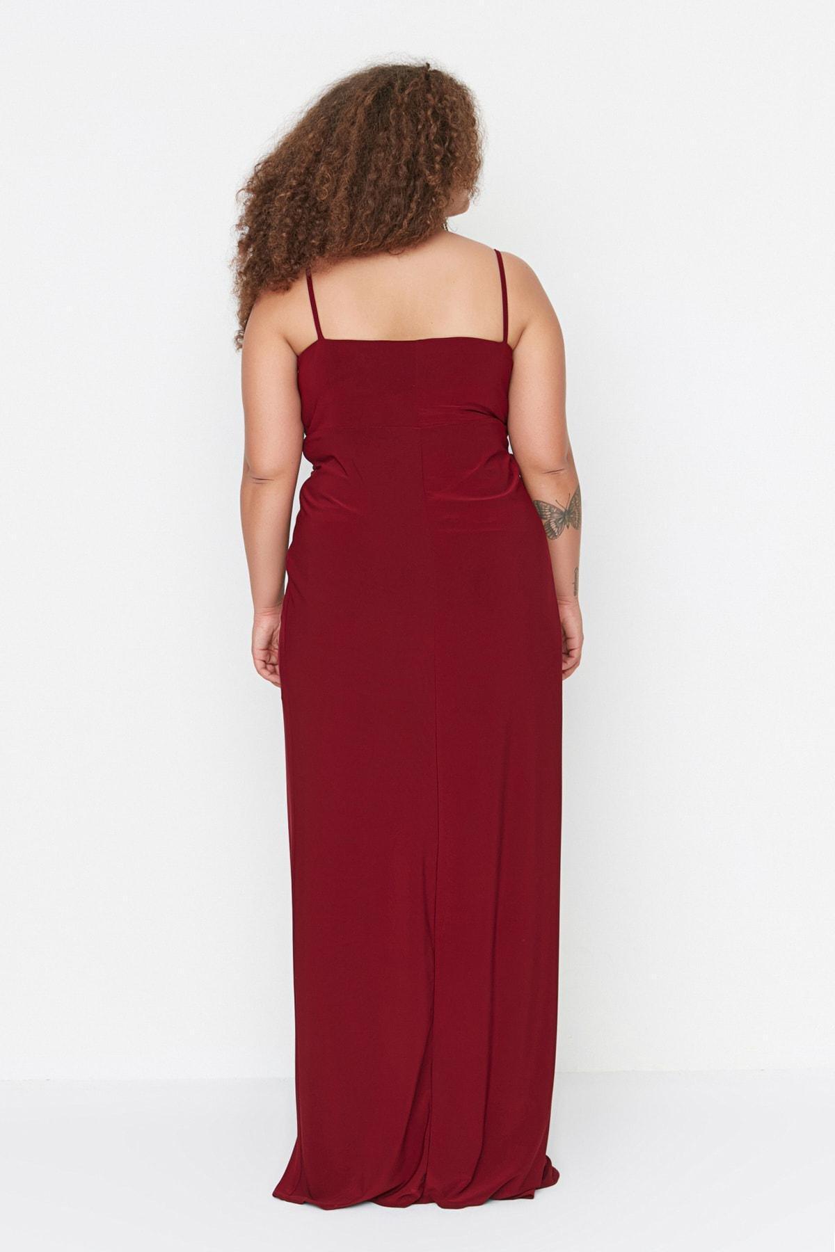 Burgundy Basic Plus Size Dress, , large image number 4
