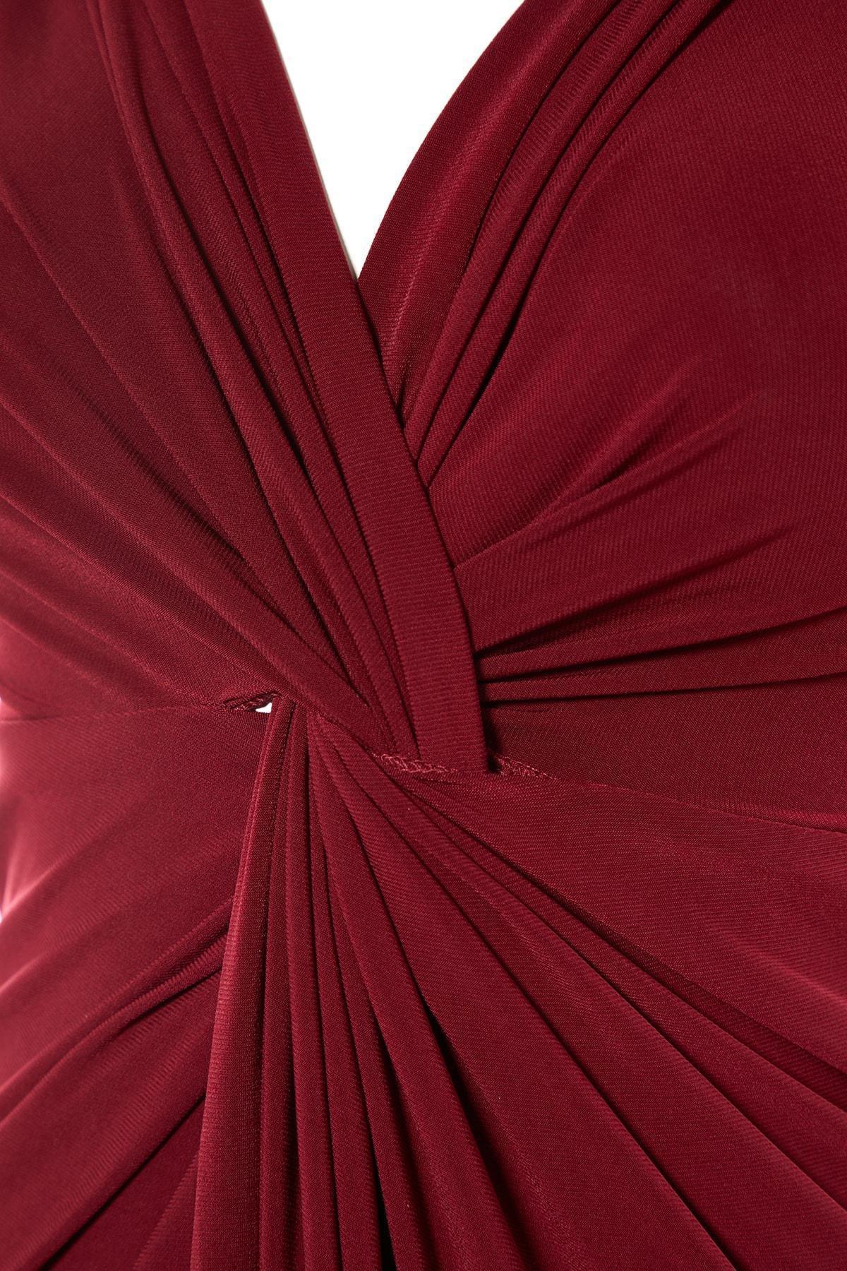 Burgundy Basic Plus Size Dress, , large image number 5