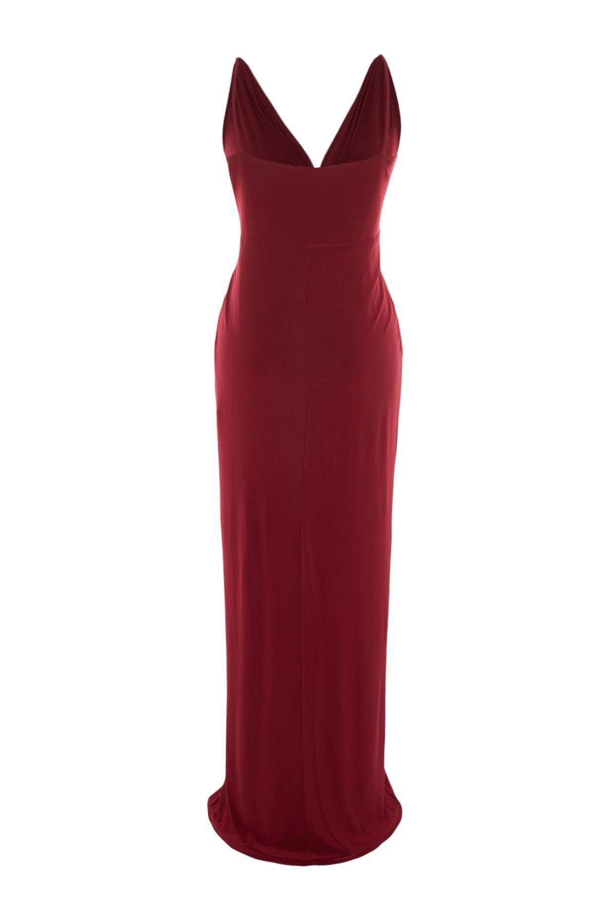 Burgundy Basic Plus Size Dress, , large image number 6