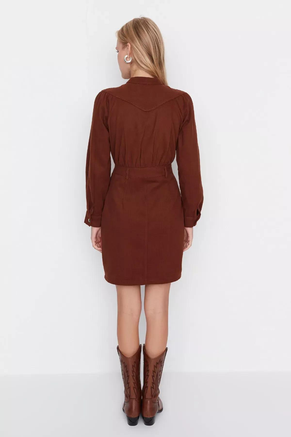 Brown A-Line Mini Dress, , large image number 4