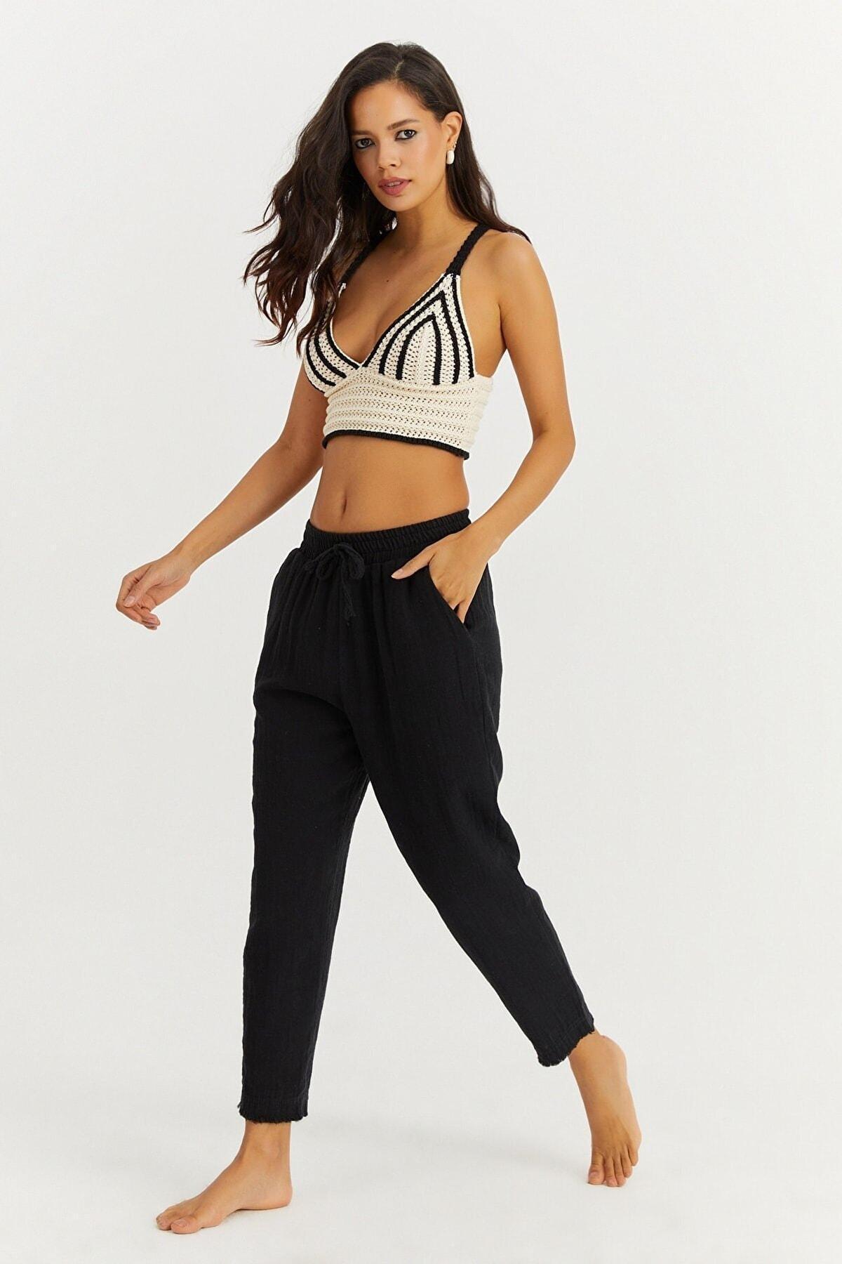 Black Linen Pants, , large image number 0