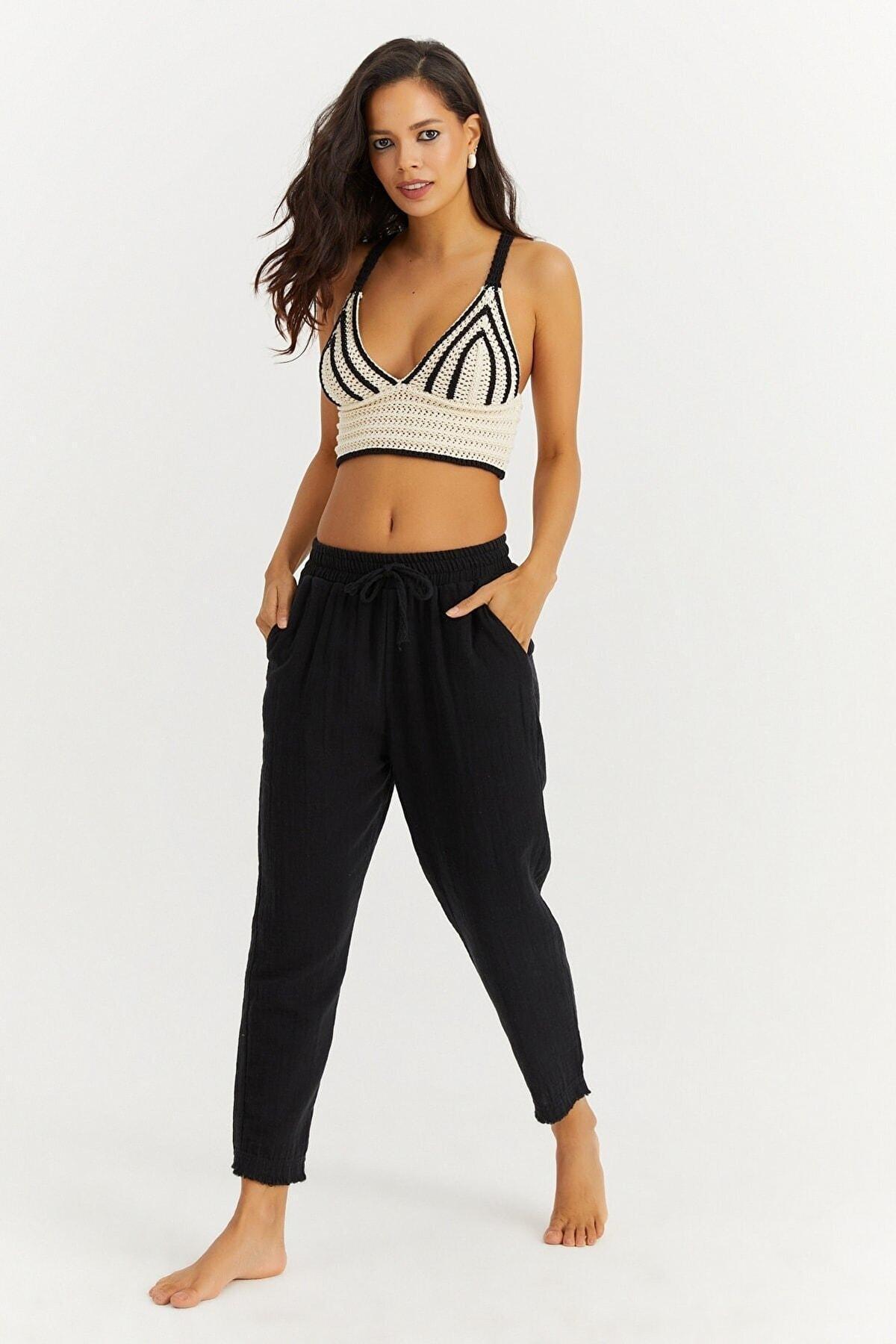 Black Linen Pants, , large image number 3