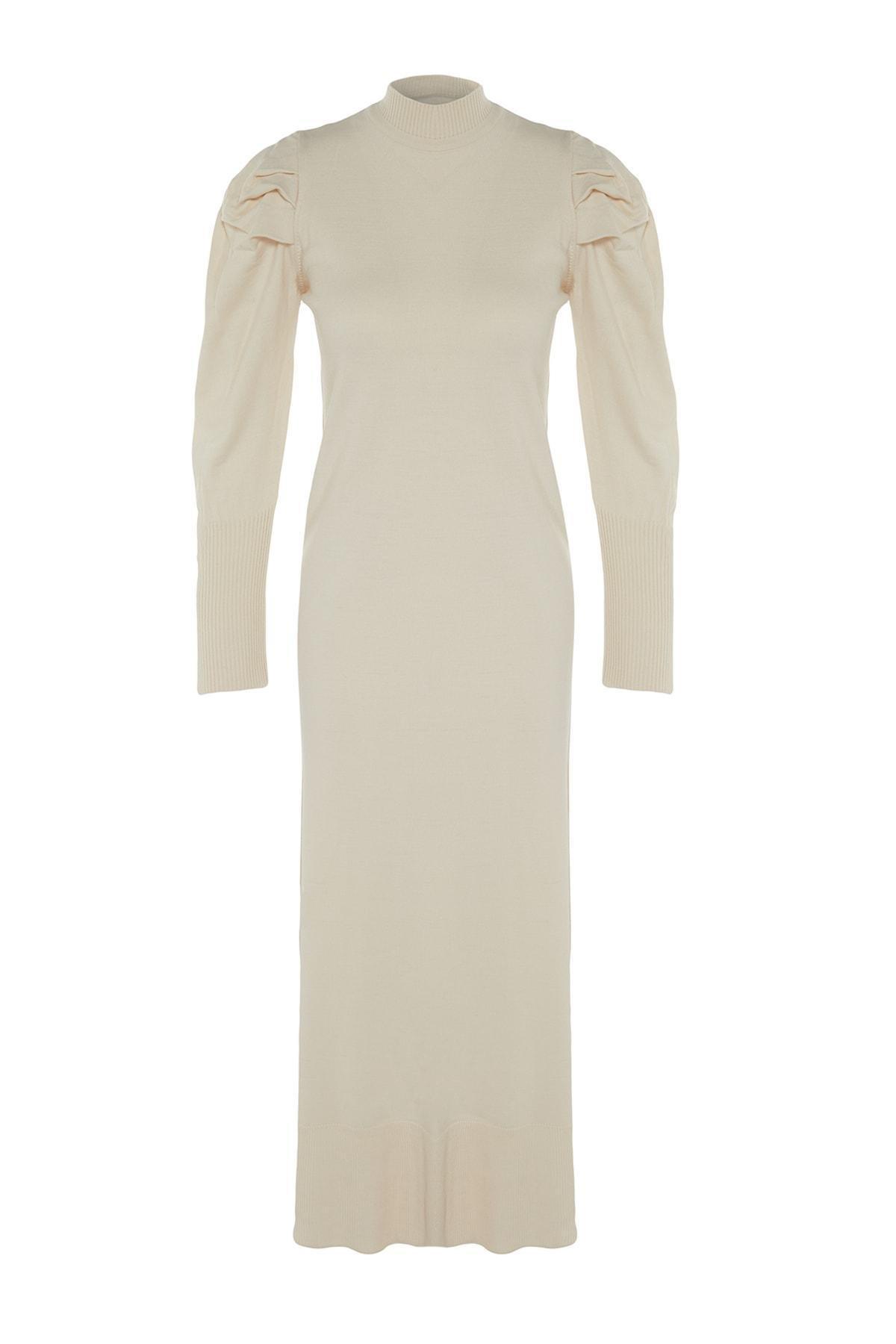 Grey Crew Neck Shift Dress, Beige, large image number 5