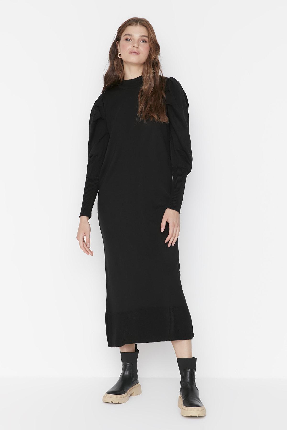 Black Crew Neck Shift Dress, , large image number 1