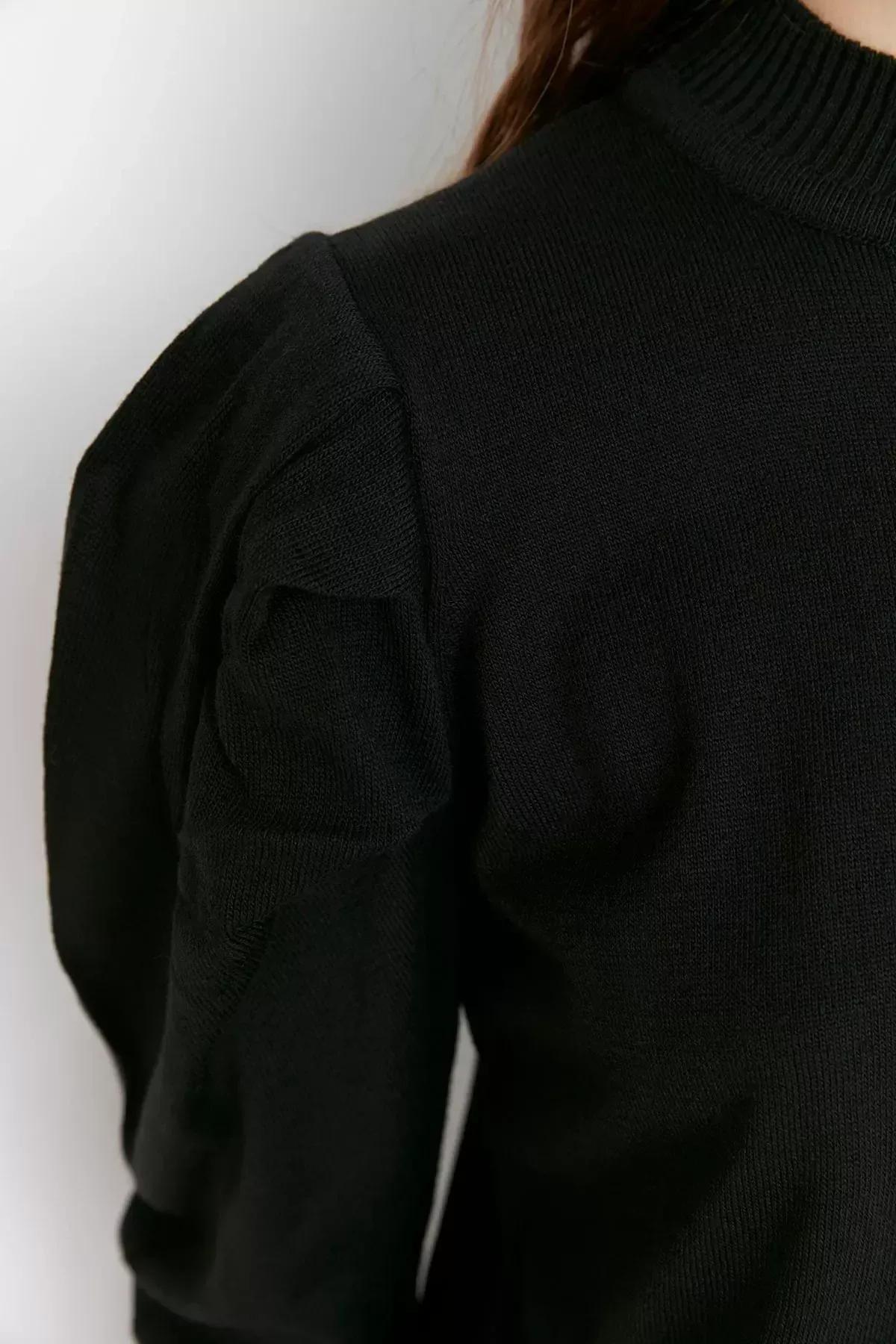 Black Crew Neck Shift Dress, Black, large image number 3