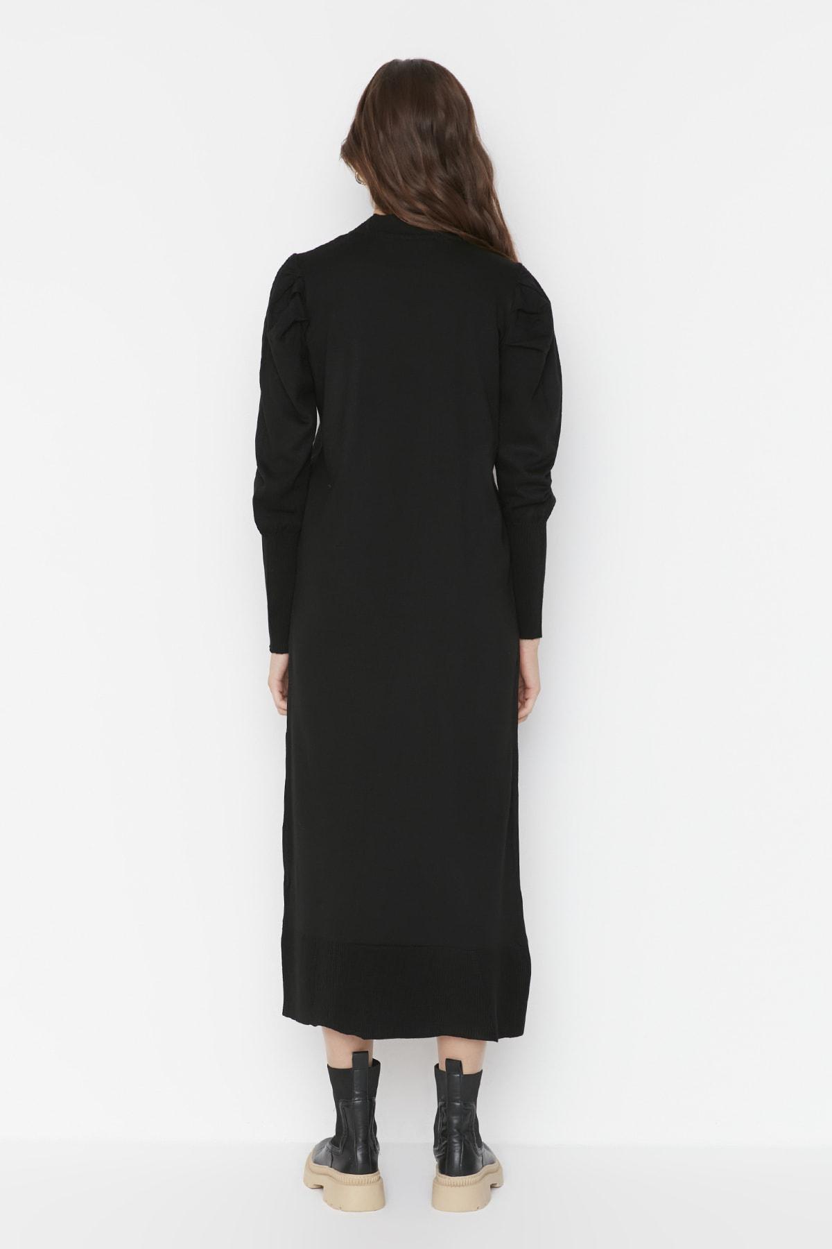 Black Crew Neck Shift Dress, , large image number 4