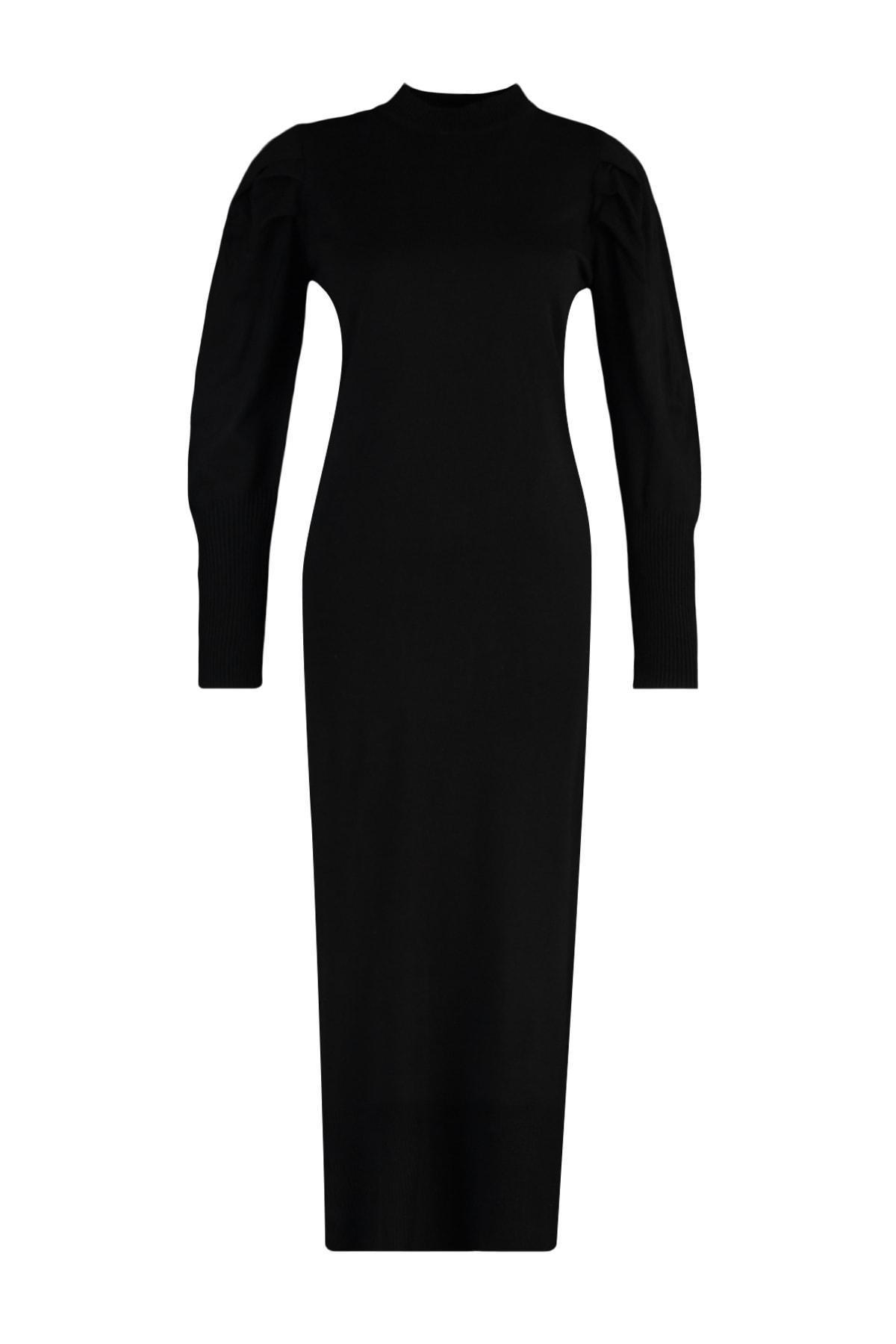 Black Crew Neck Shift Dress, , large image number 5