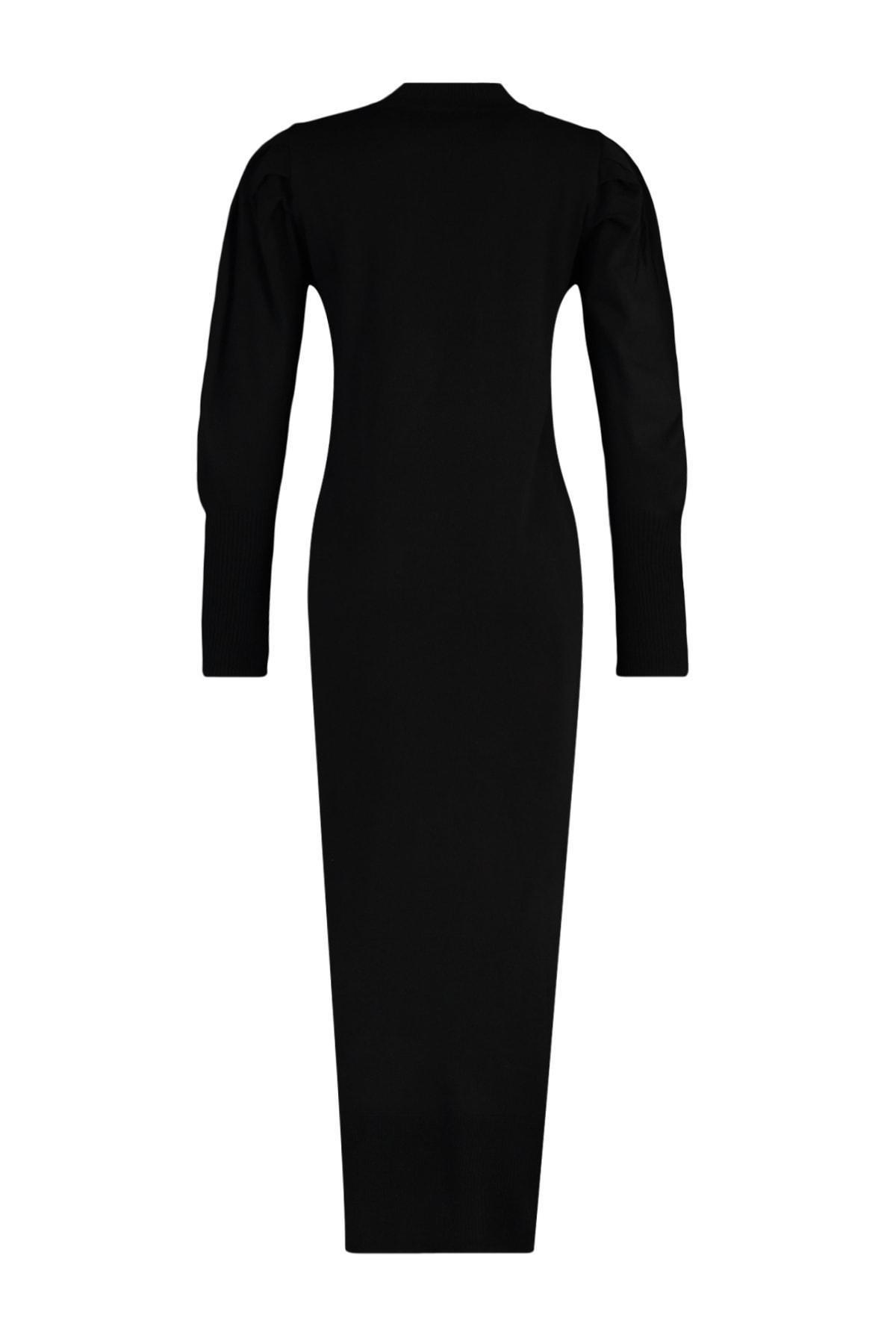 Black Crew Neck Shift Dress, , large image number 7