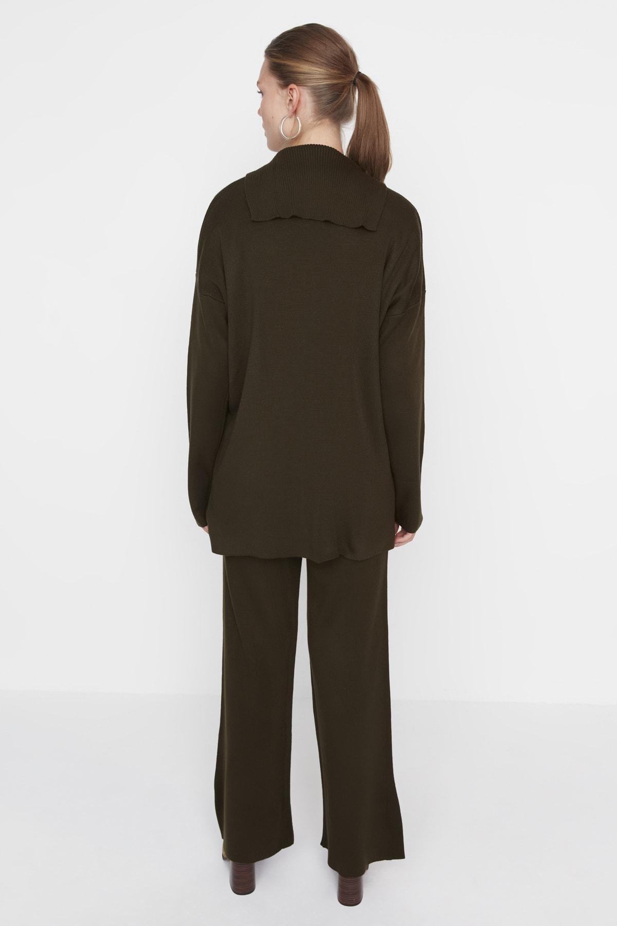 Khaki Relaxed Shawl Collar Co-Ord Set, , large image number 4