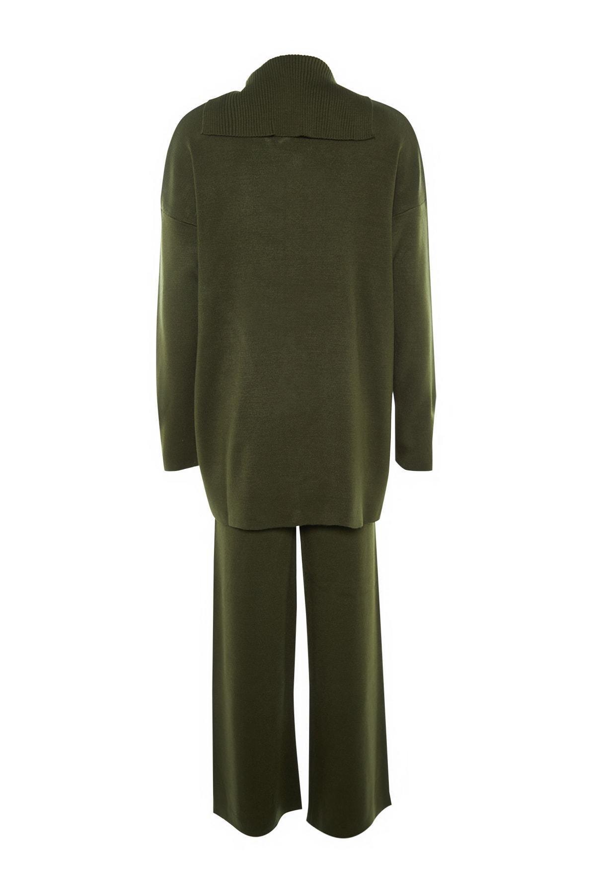 Khaki Relaxed Shawl Collar Co-Ord Set, , large image number 7