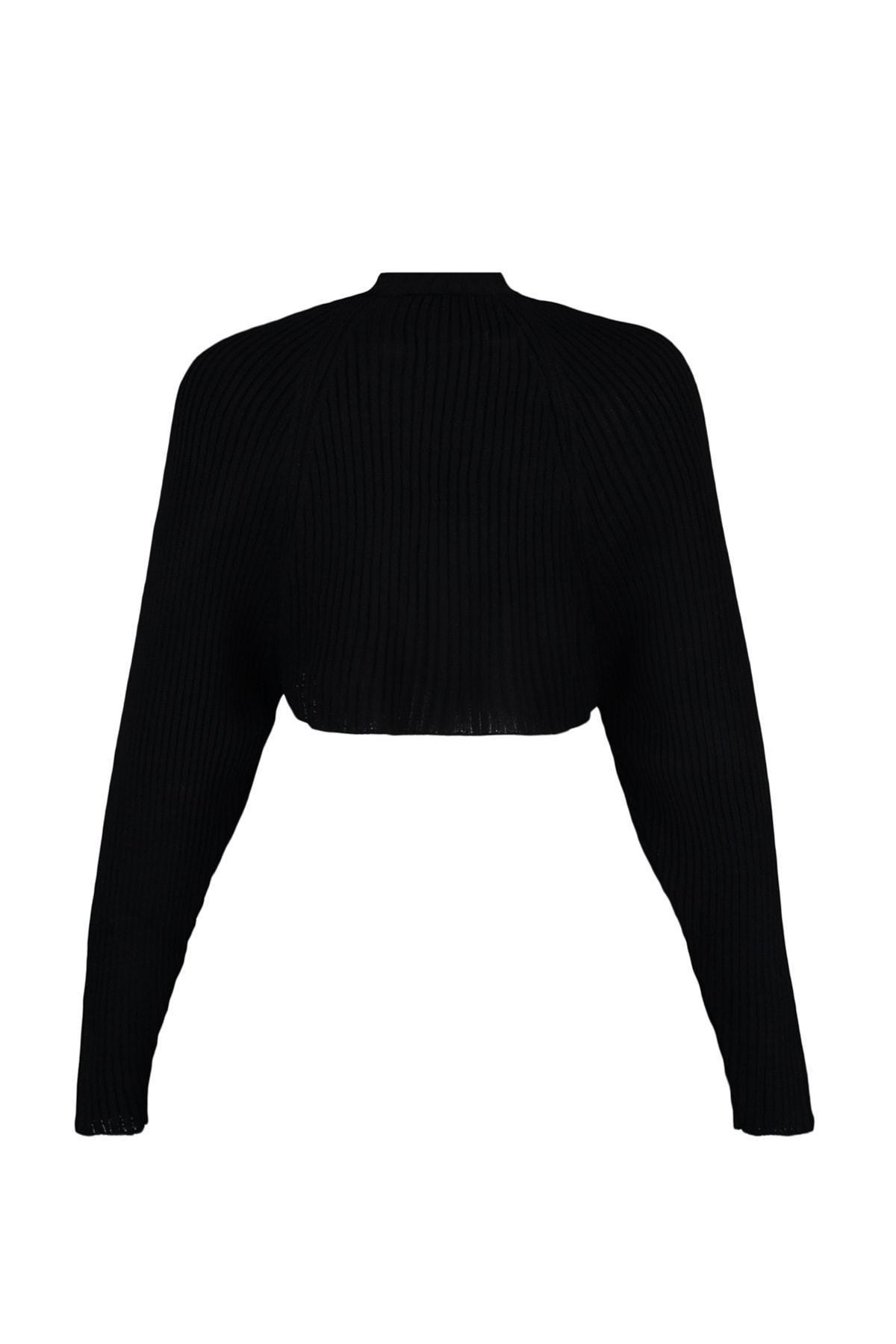 Trendyol - Black Standing Collar Raglan Sleeve Sweater