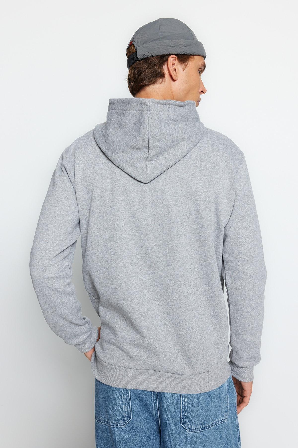 Grey Hooded Graphic Sweatshirt, , large image number 5