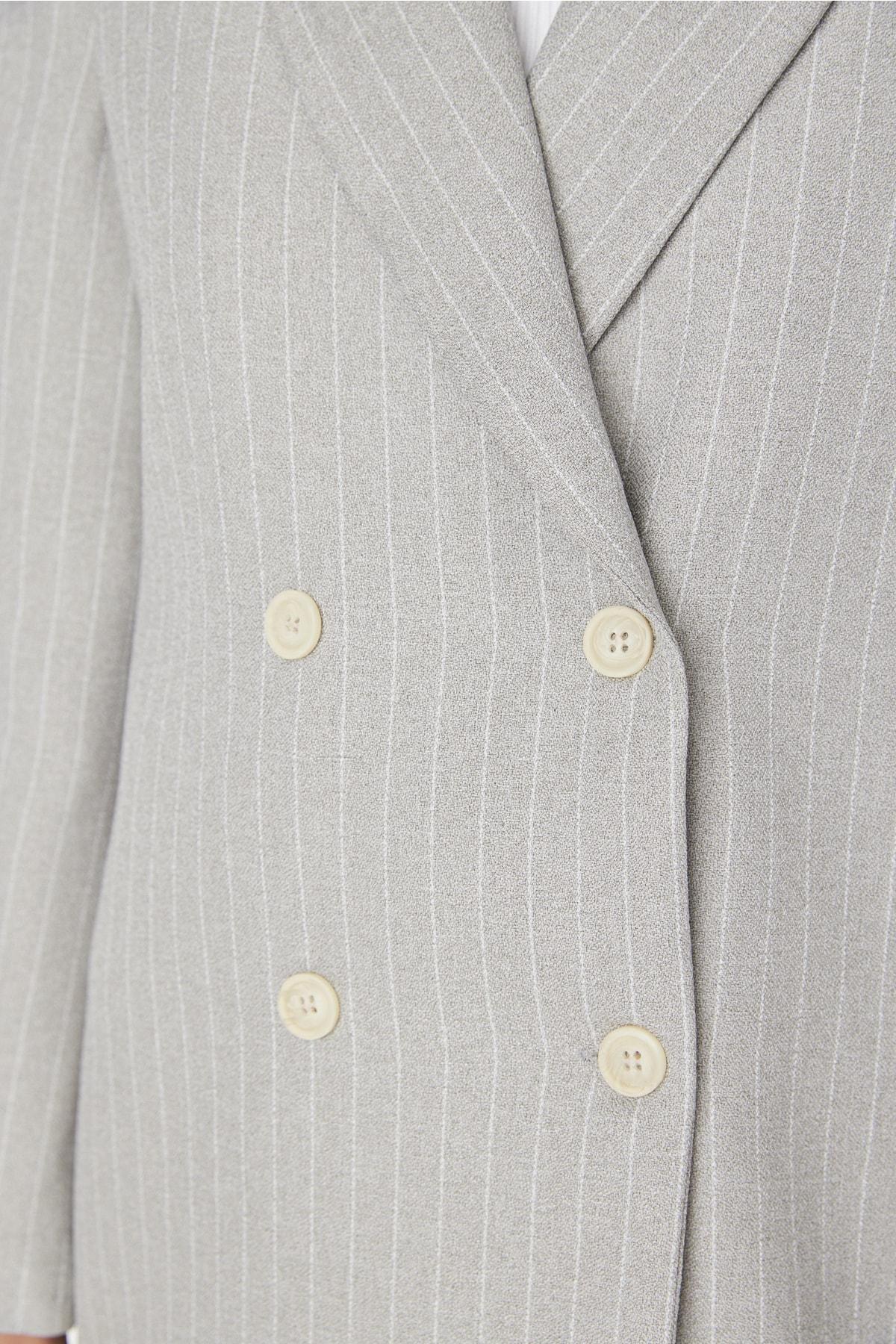 Gray Striped Blazer, , large image number 3