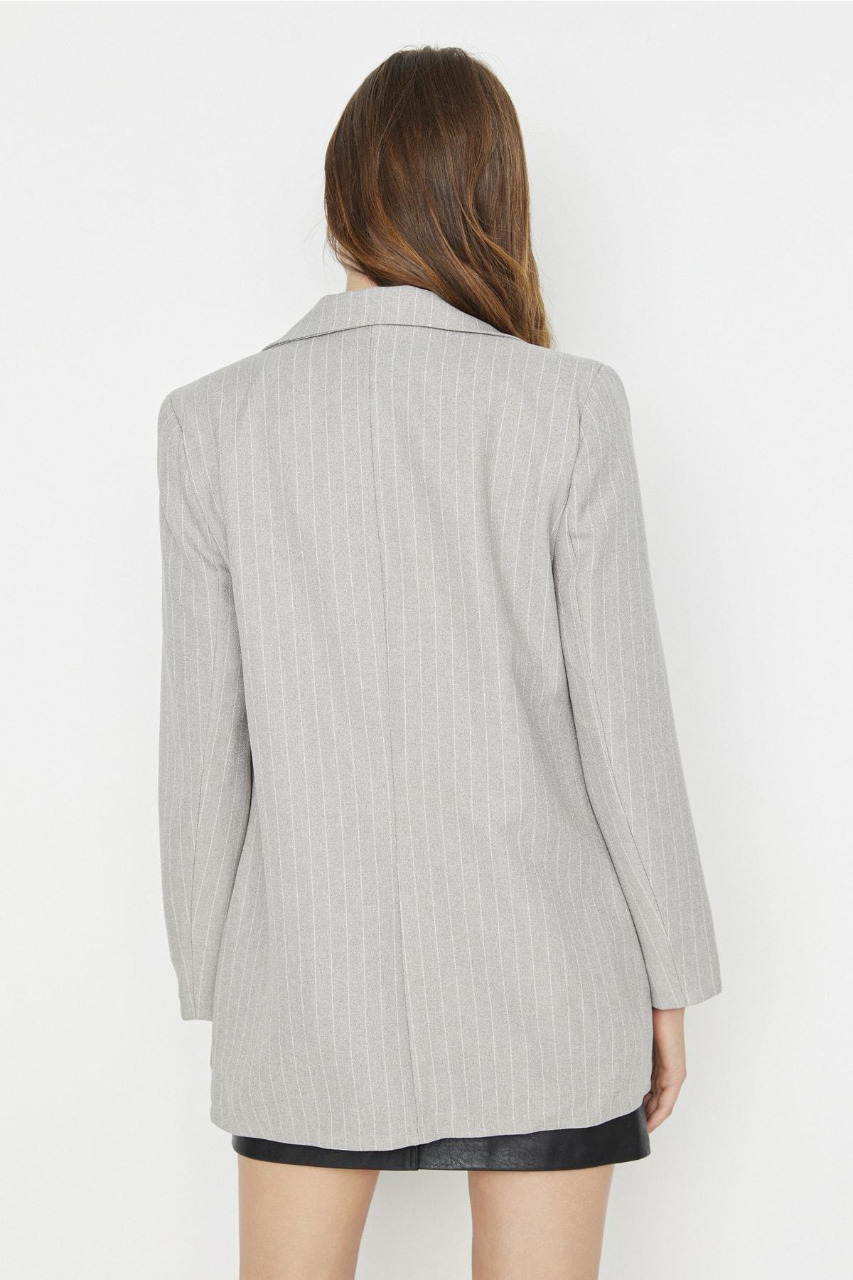Gray Striped Blazer, , large image number 4