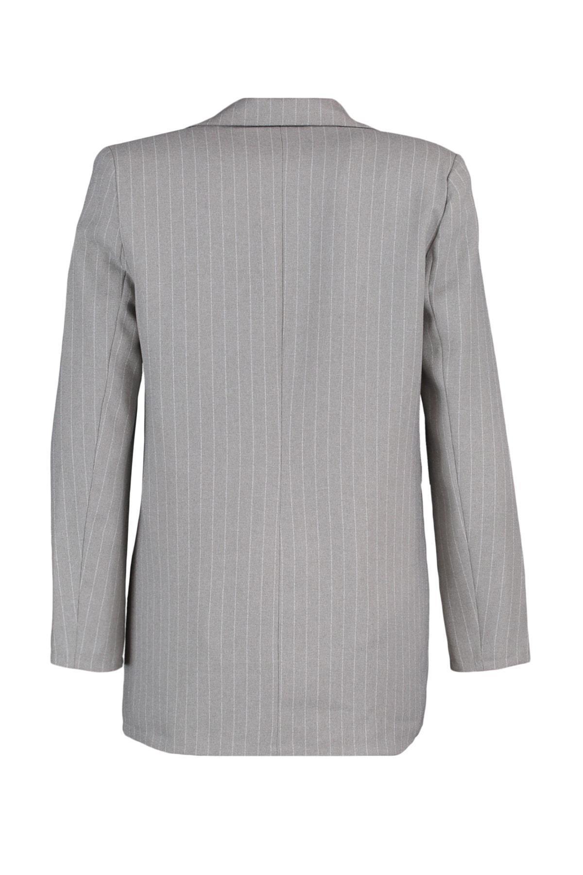 Gray Striped Blazer, , large image number 7