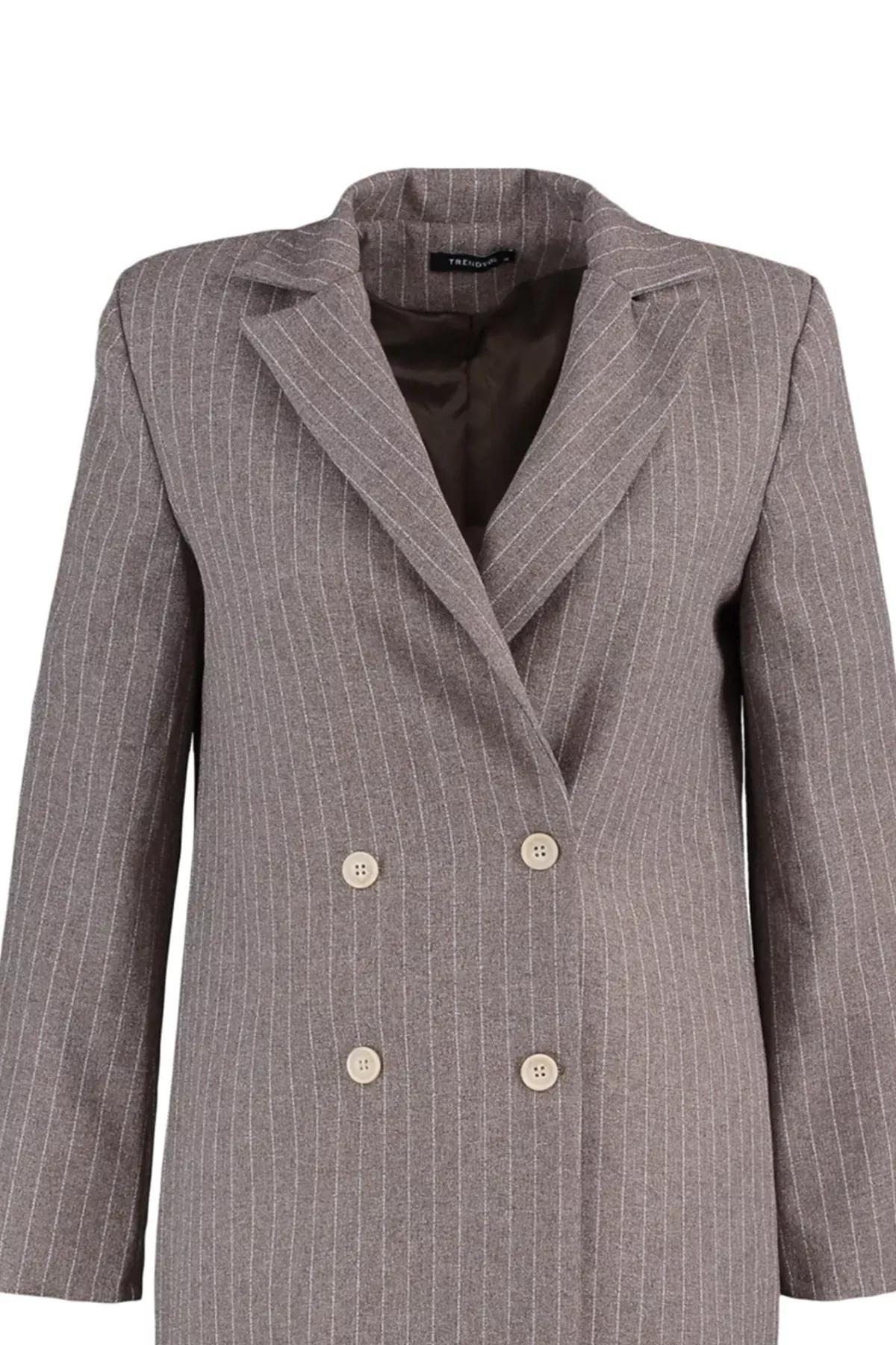 Brown Striped Blazer, , large image number 5