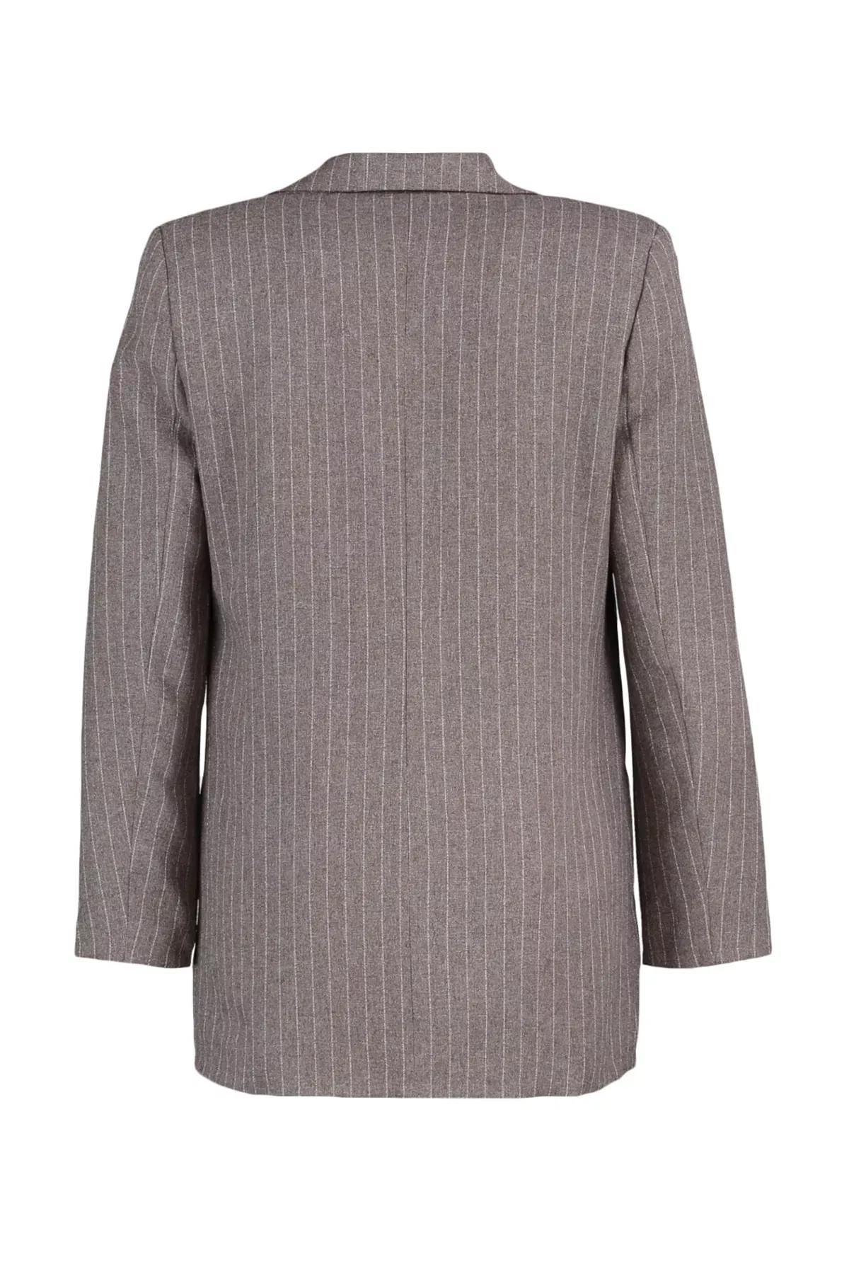 Brown Striped Blazer, , large image number 6