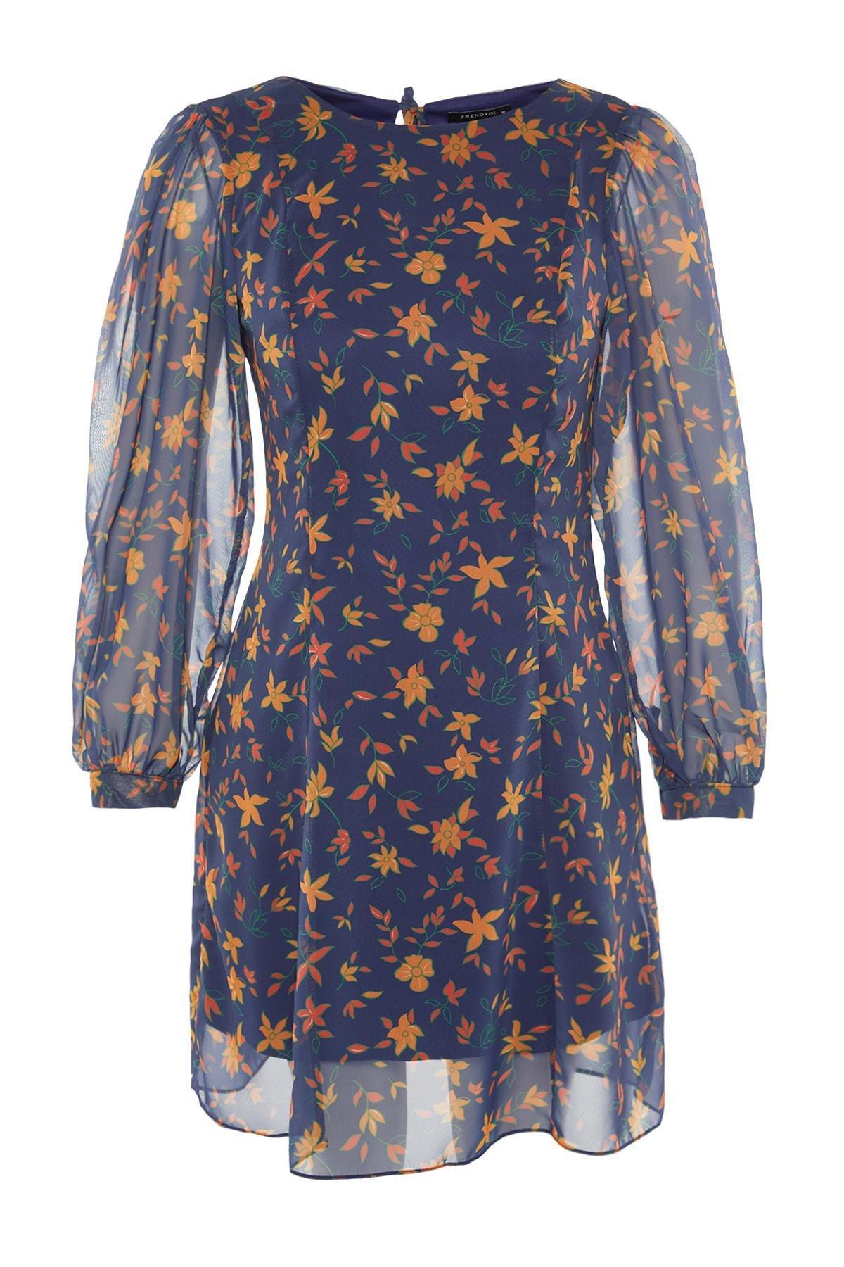 Navy A-Line Animal Print Mini Dress, , large image number 5