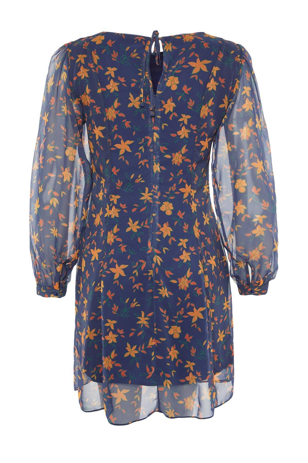 Navy A-Line Animal Print Mini Dress, , large image number 7
