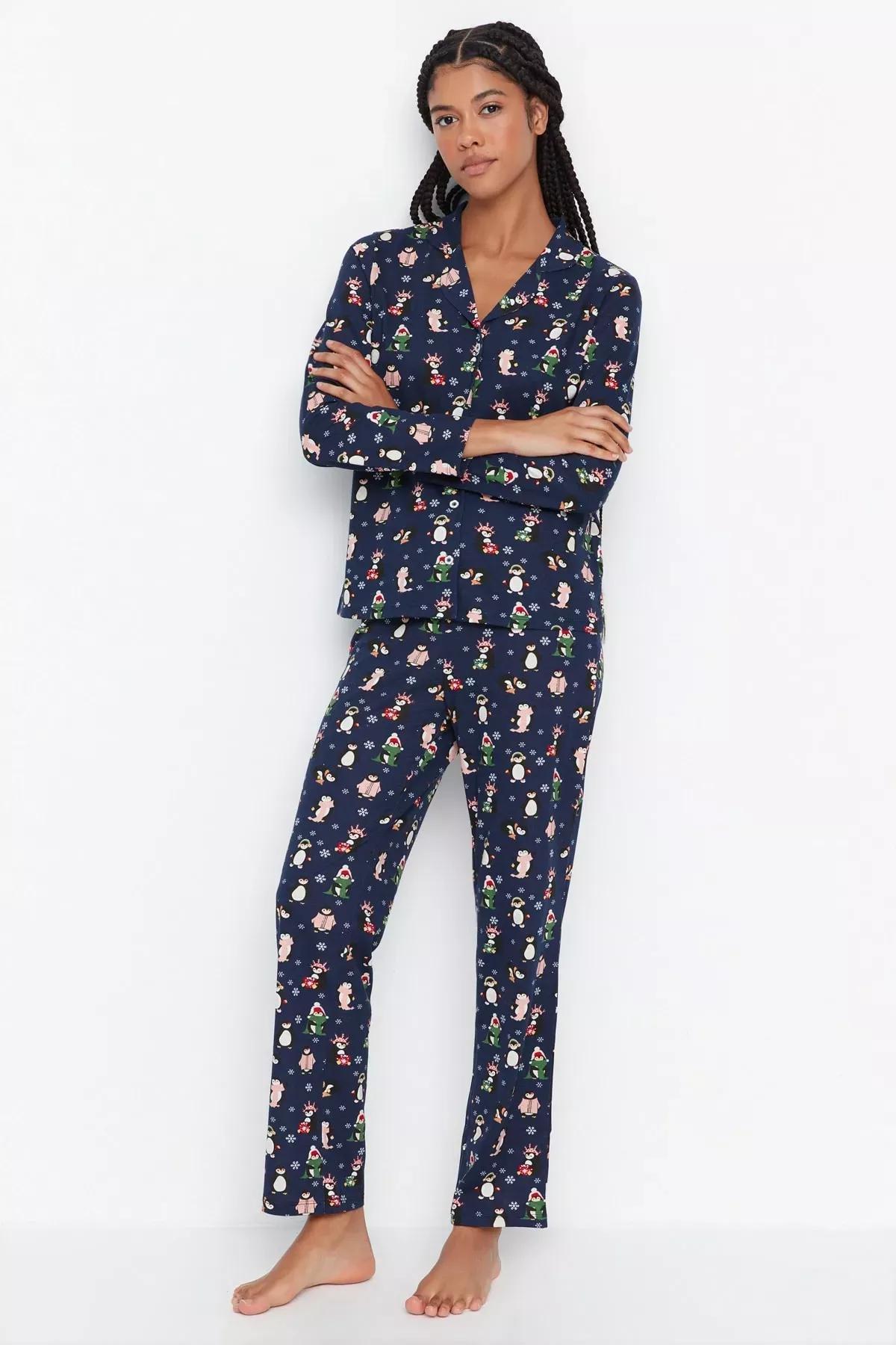 Navy Animal Print Pajama Set, , large image number 1