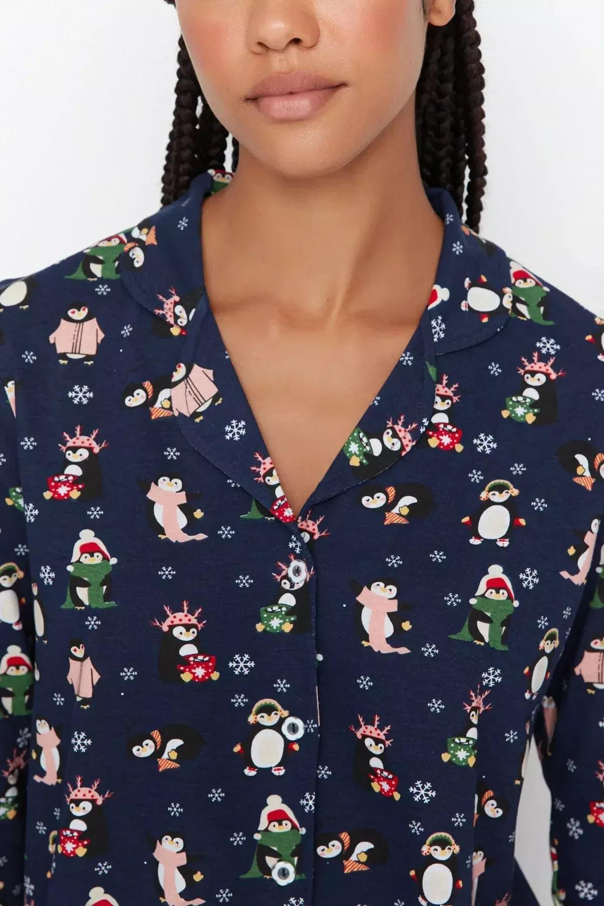 Navy Animal Print Pajama Set, , large image number 2