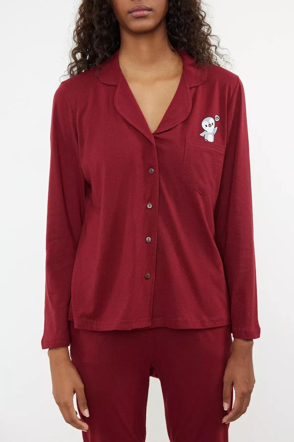 Burgundy Plain Pajama Set, Burgundy, large image number 2