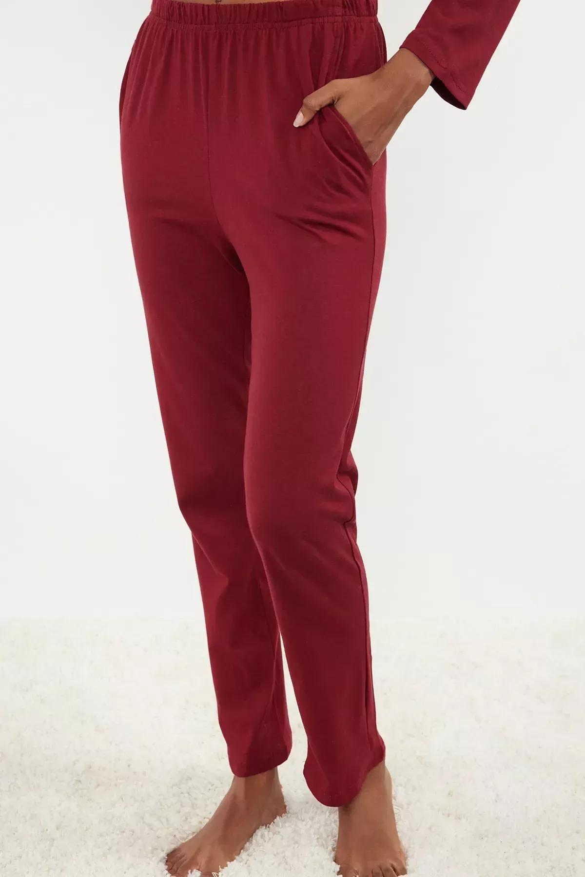 Burgundy Plain Pajama Set, Burgundy, large image number 3