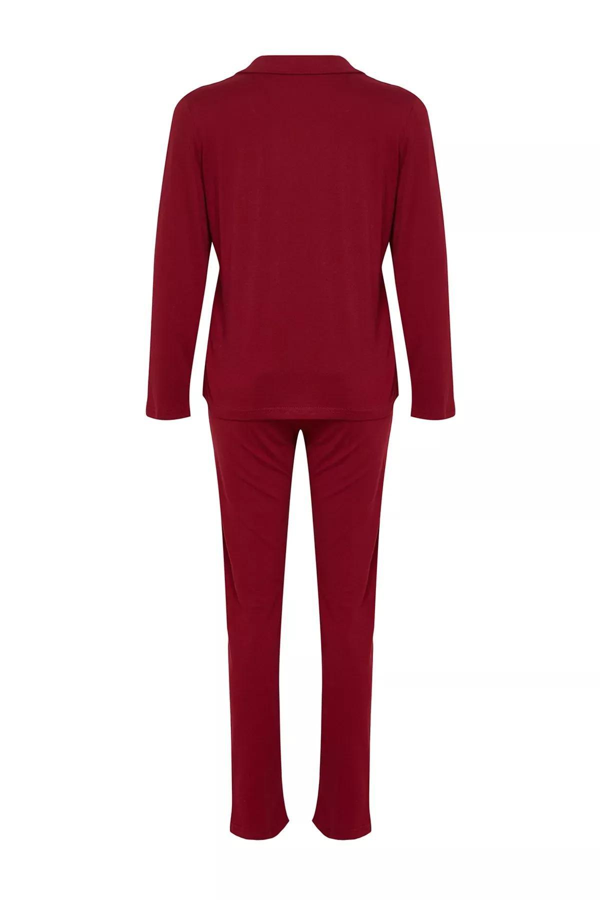 Burgundy Plain Pajama Set, Burgundy, large image number 5