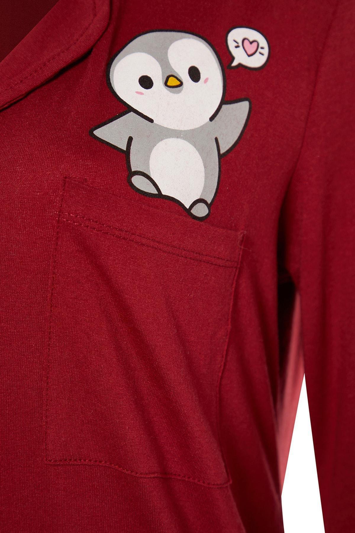 Burgundy Plain Pajama Set, , large image number 6