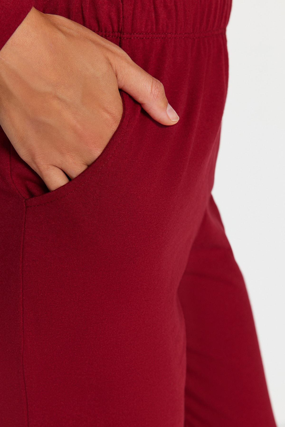 Burgundy Plain Pajama Set, , large image number 7