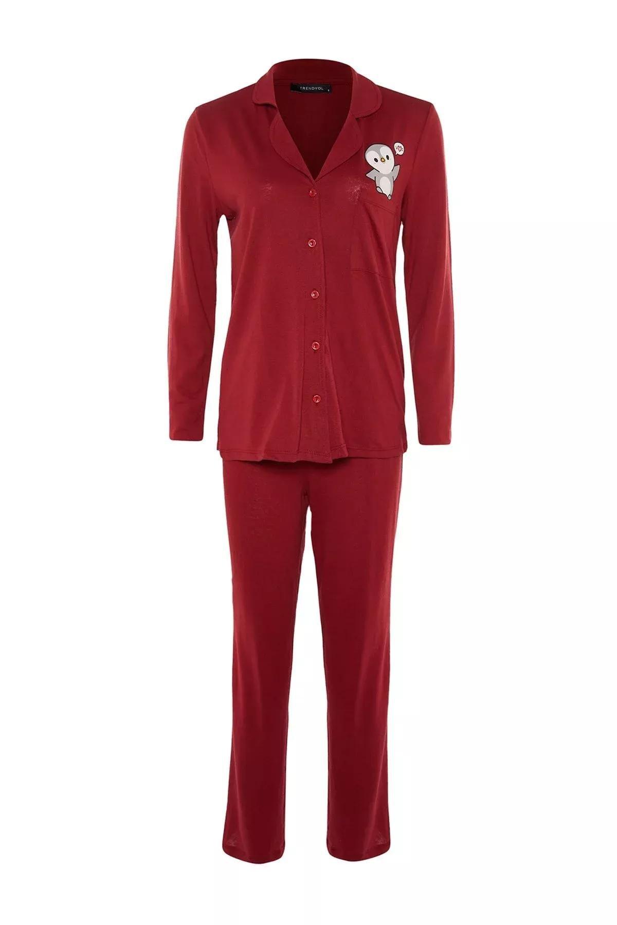 Burgundy Plain Pajama Set, Burgundy, large image number 7