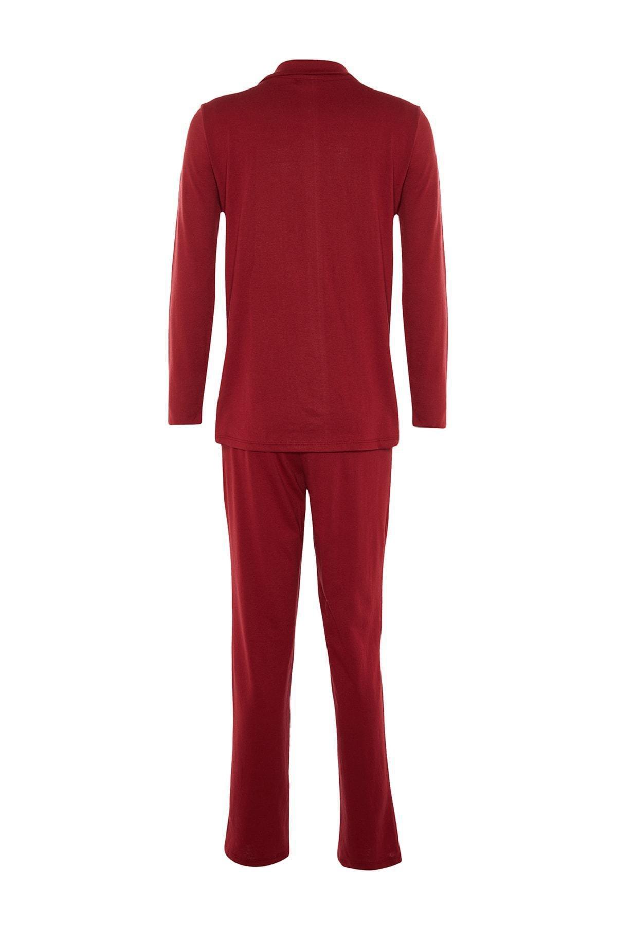 Burgundy Plain Pajama Set, , large image number 8