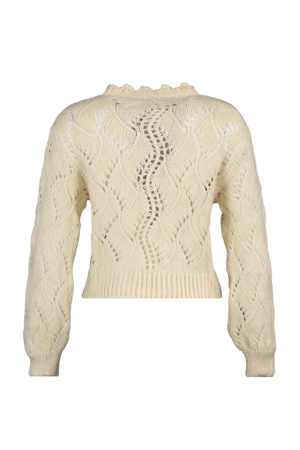 Beige Ajoure Sweater, , large image number 5