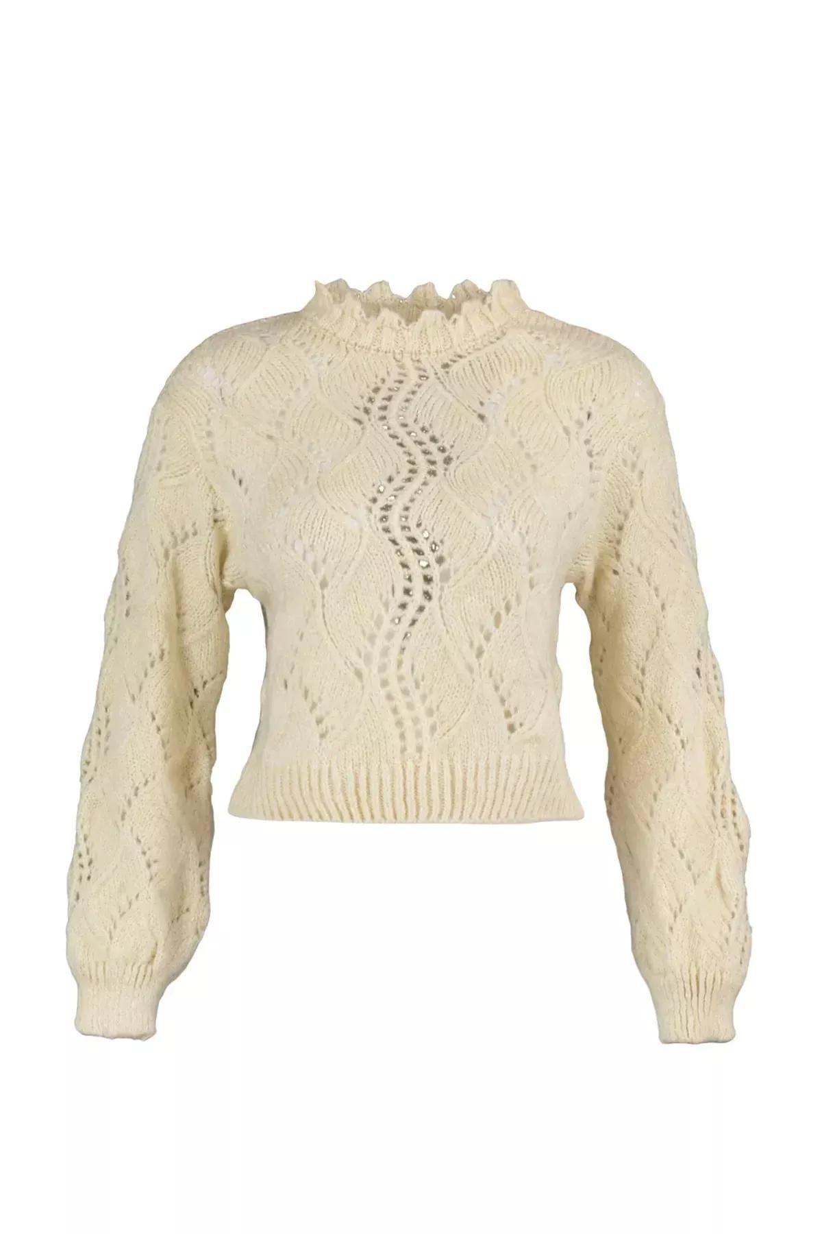 Beige Ajoure Sweater, Ecru, large image number 5