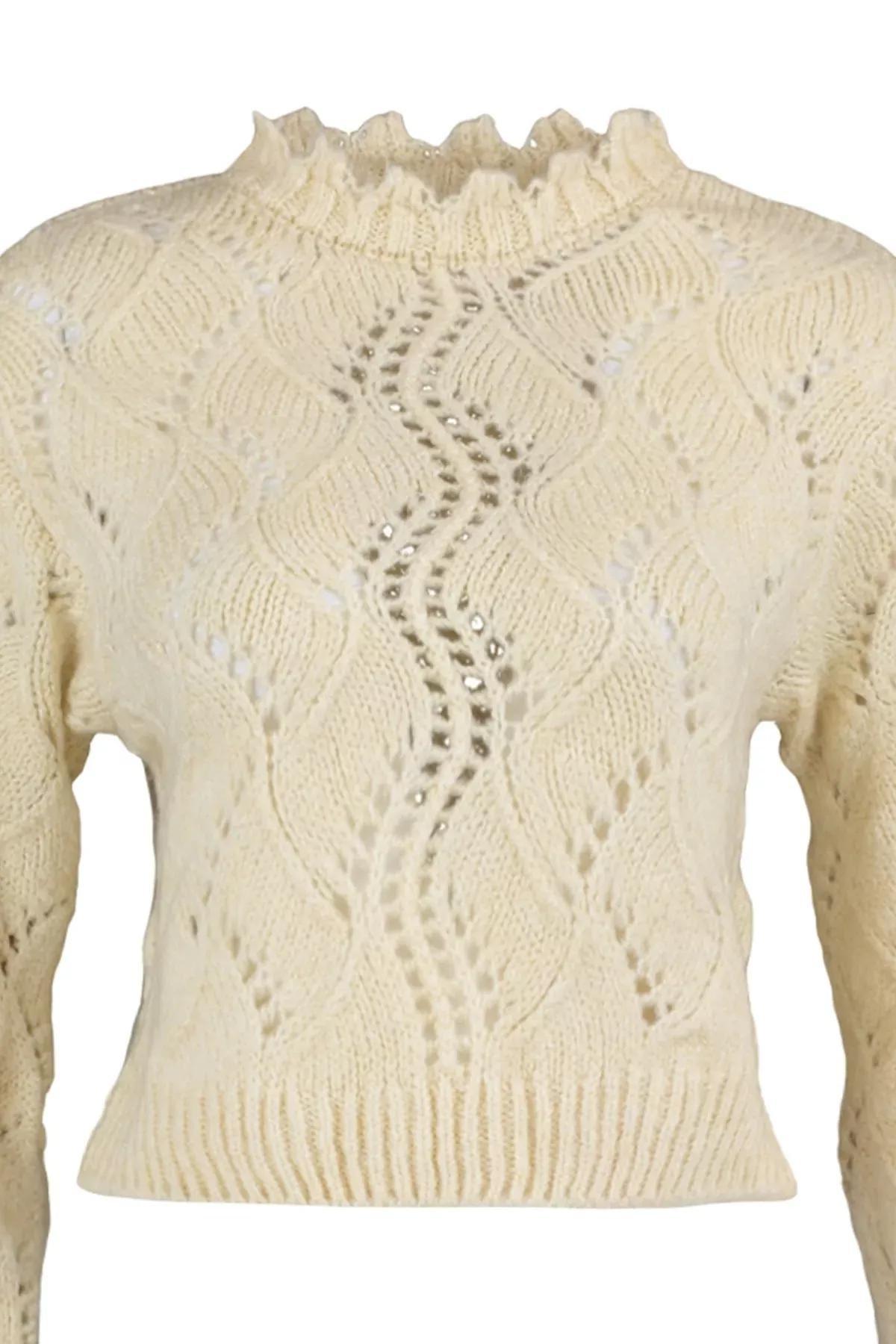 Beige Ajoure Sweater, Ecru, large image number 6