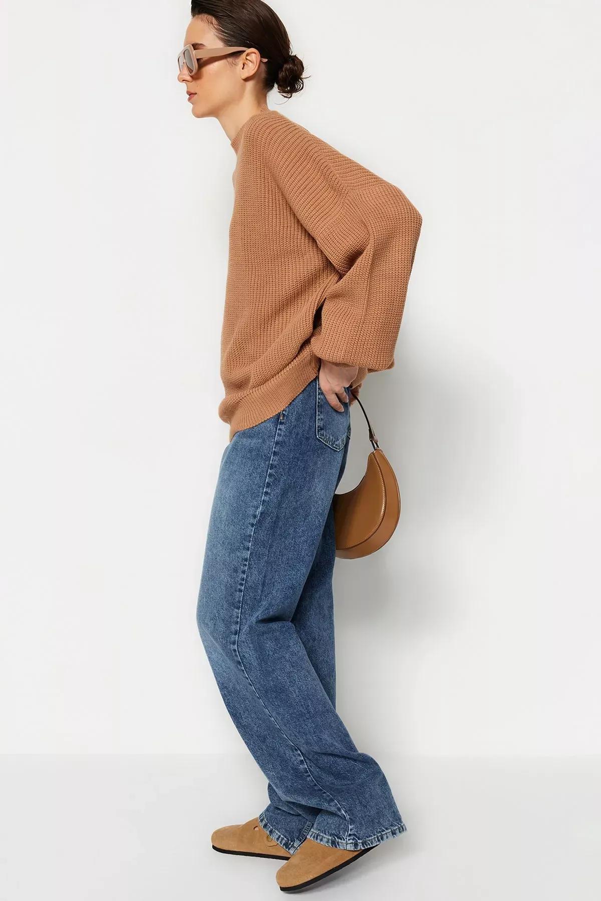 Grey Wide Fit Basic Sweater, Beige, large image number 2
