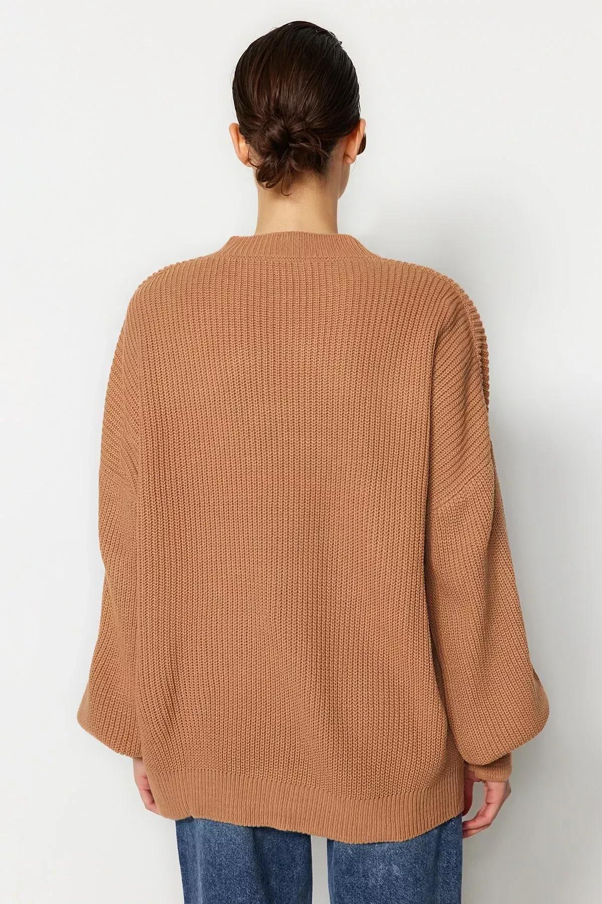 Grey Wide Fit Basic Sweater, Beige, large image number 4