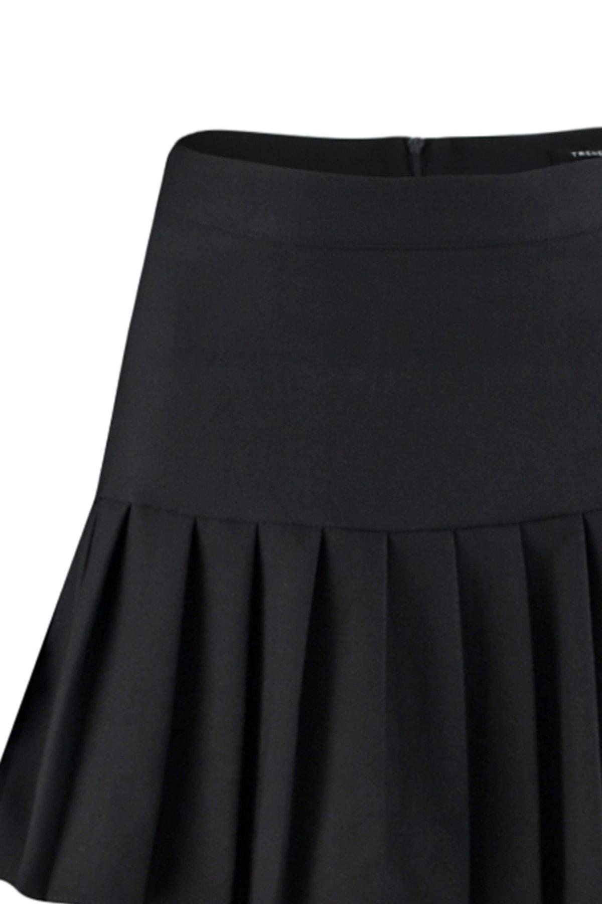 Black Pleated A-Line Mini Skirt, , large image number 5