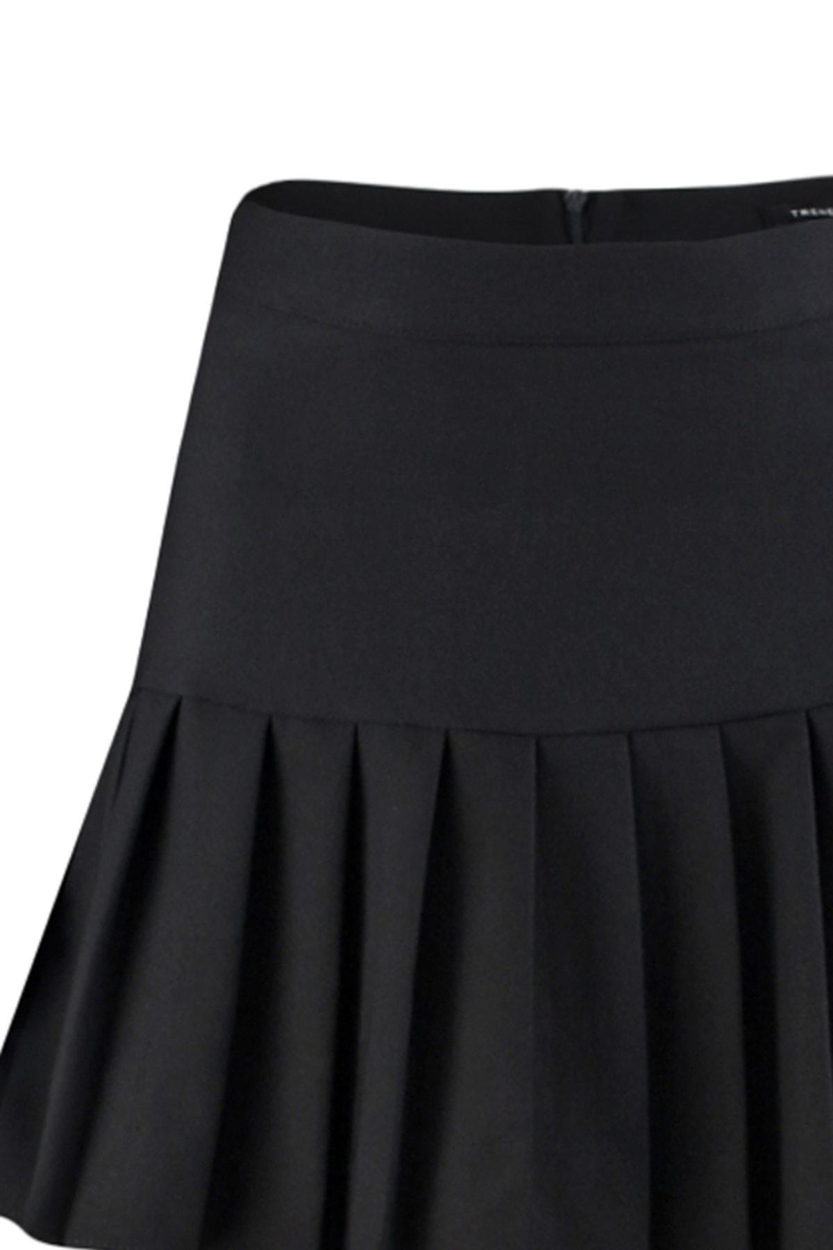Trendyol - Black Pleated A-Line Mini Skirt