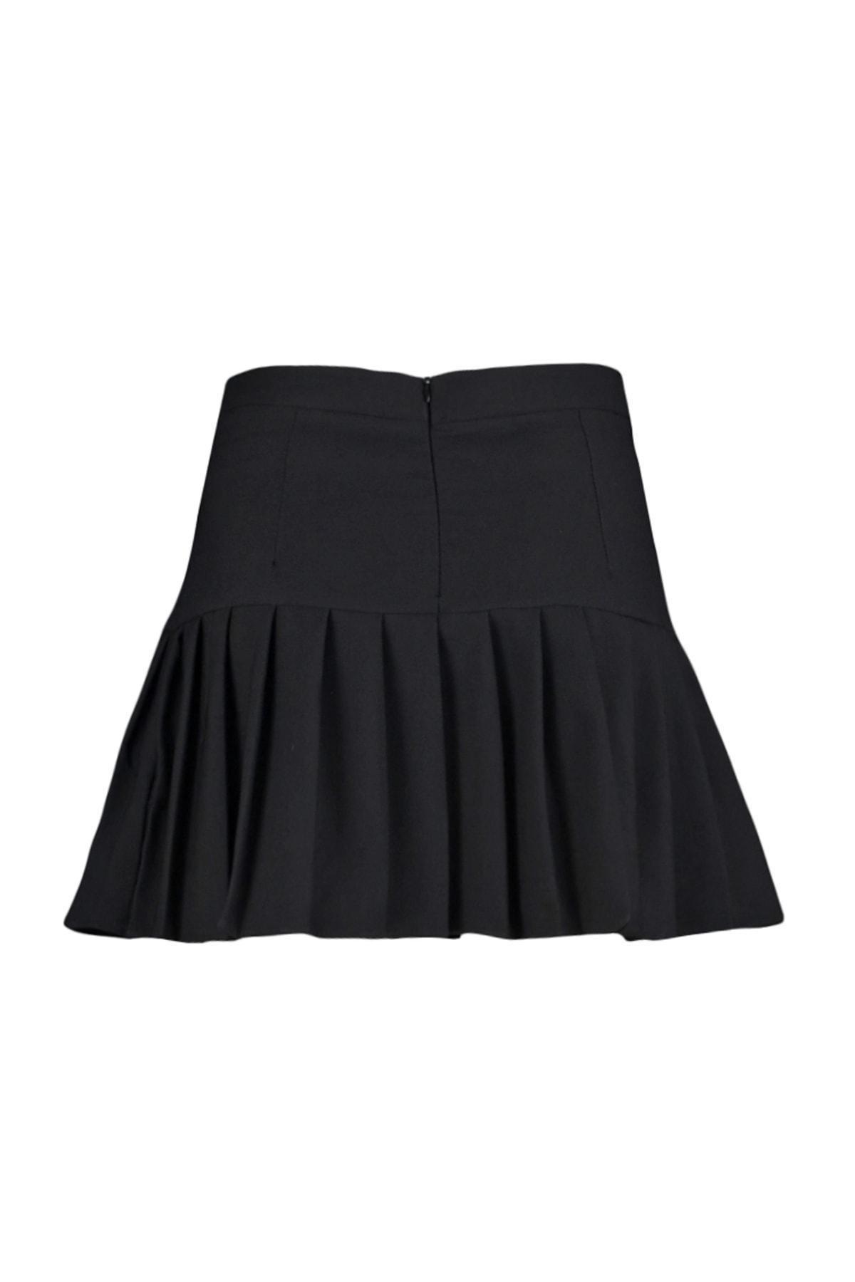 Black Pleated A-Line Mini Skirt, , large image number 6