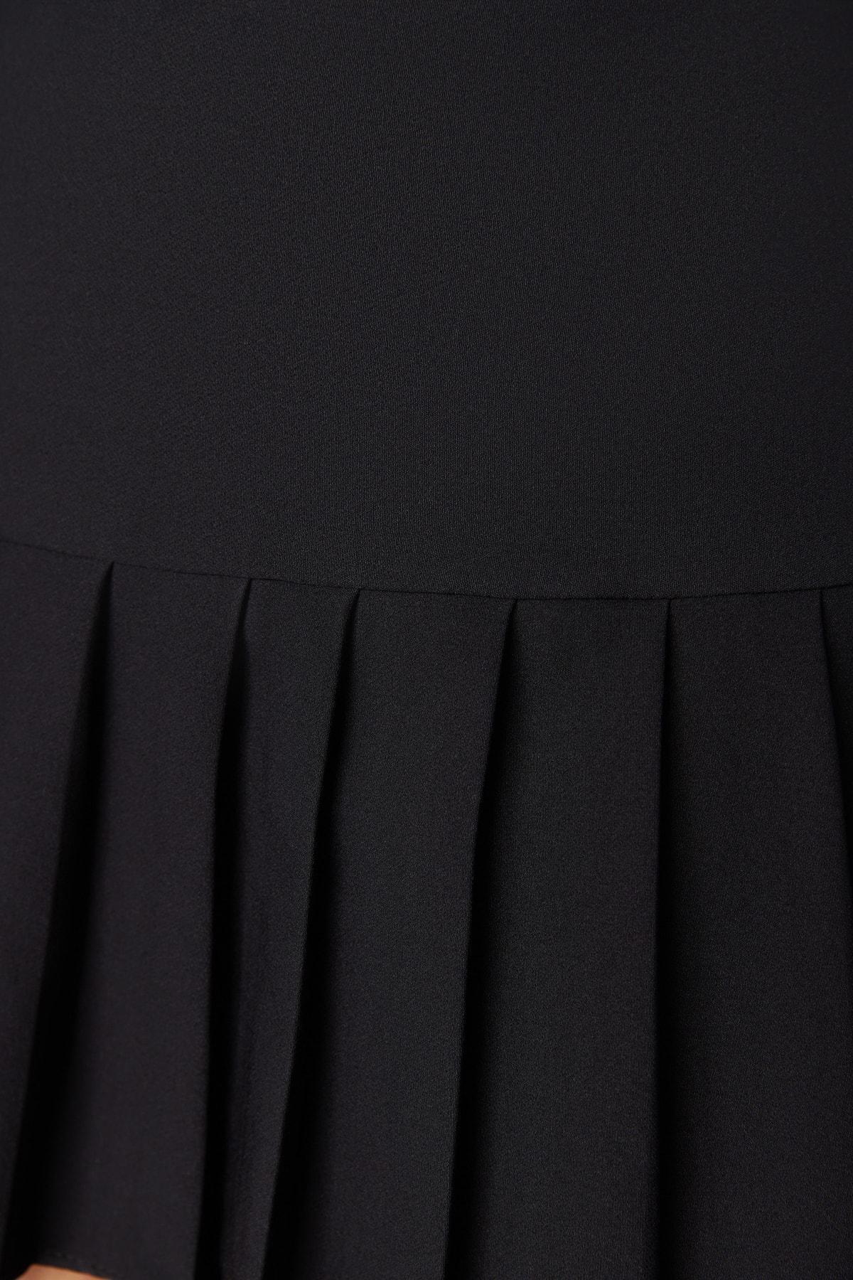 Black Pleated A-Line Mini Skirt, , large image number 7