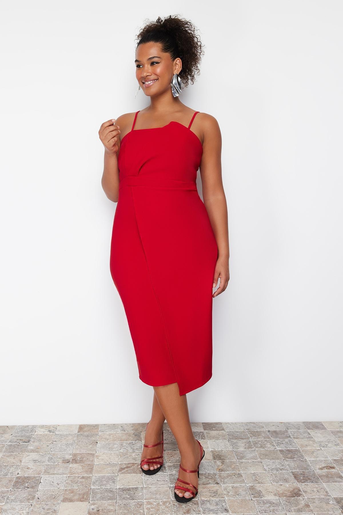 Red Woven Plus Size Dress, , large image number 0