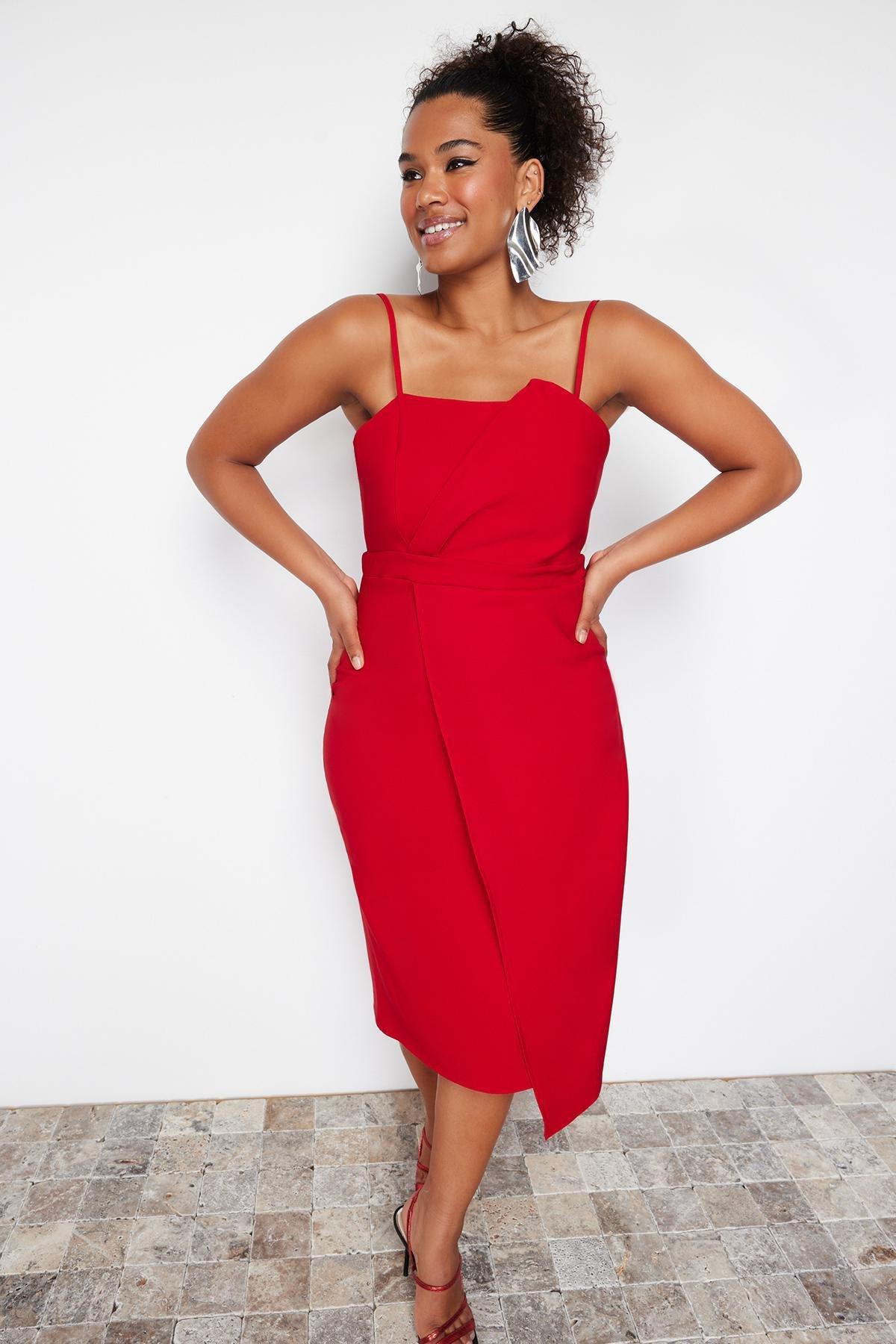 Red Woven Plus Size Dress, , large image number 1