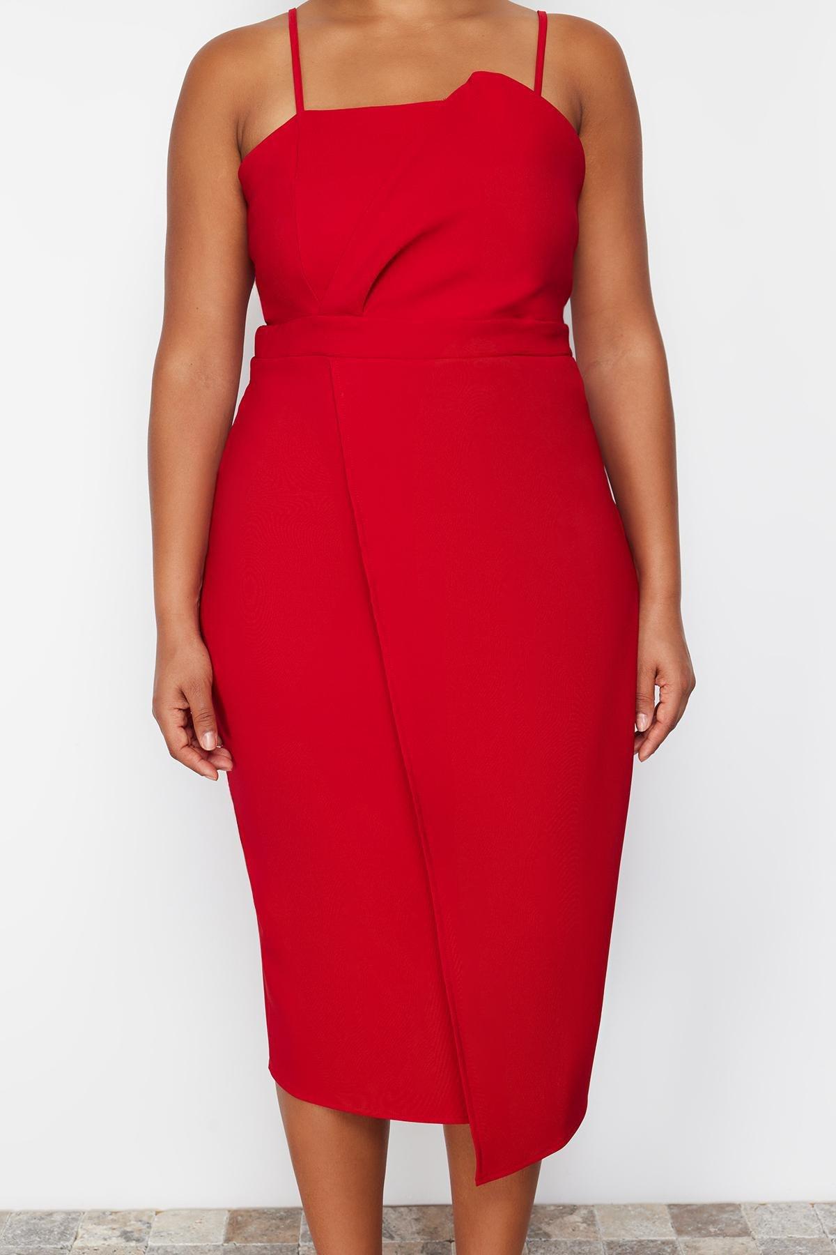 Red Woven Plus Size Dress, , large image number 4