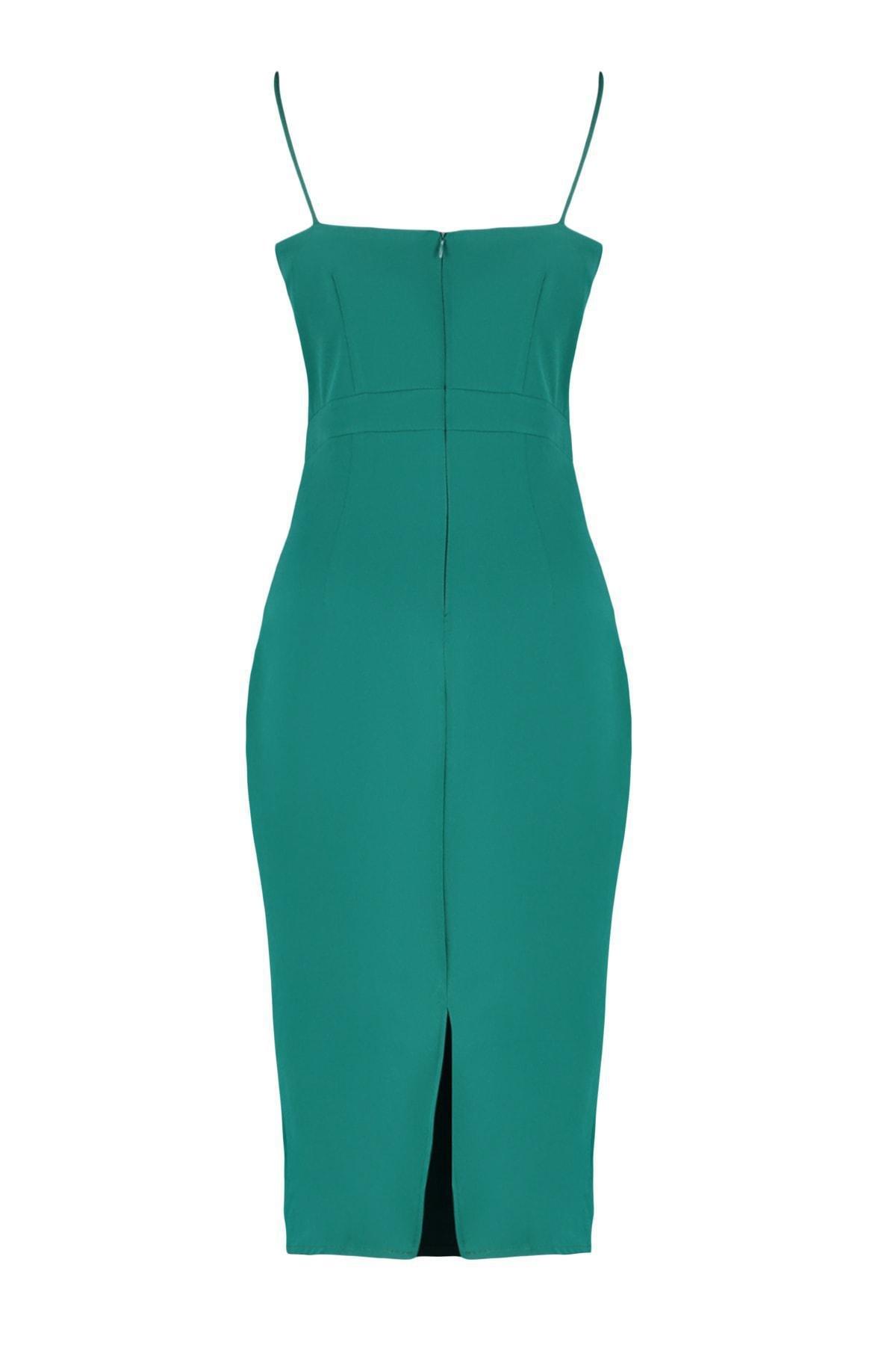Green Midi Strapless Plus Size Dress, , large image number 6